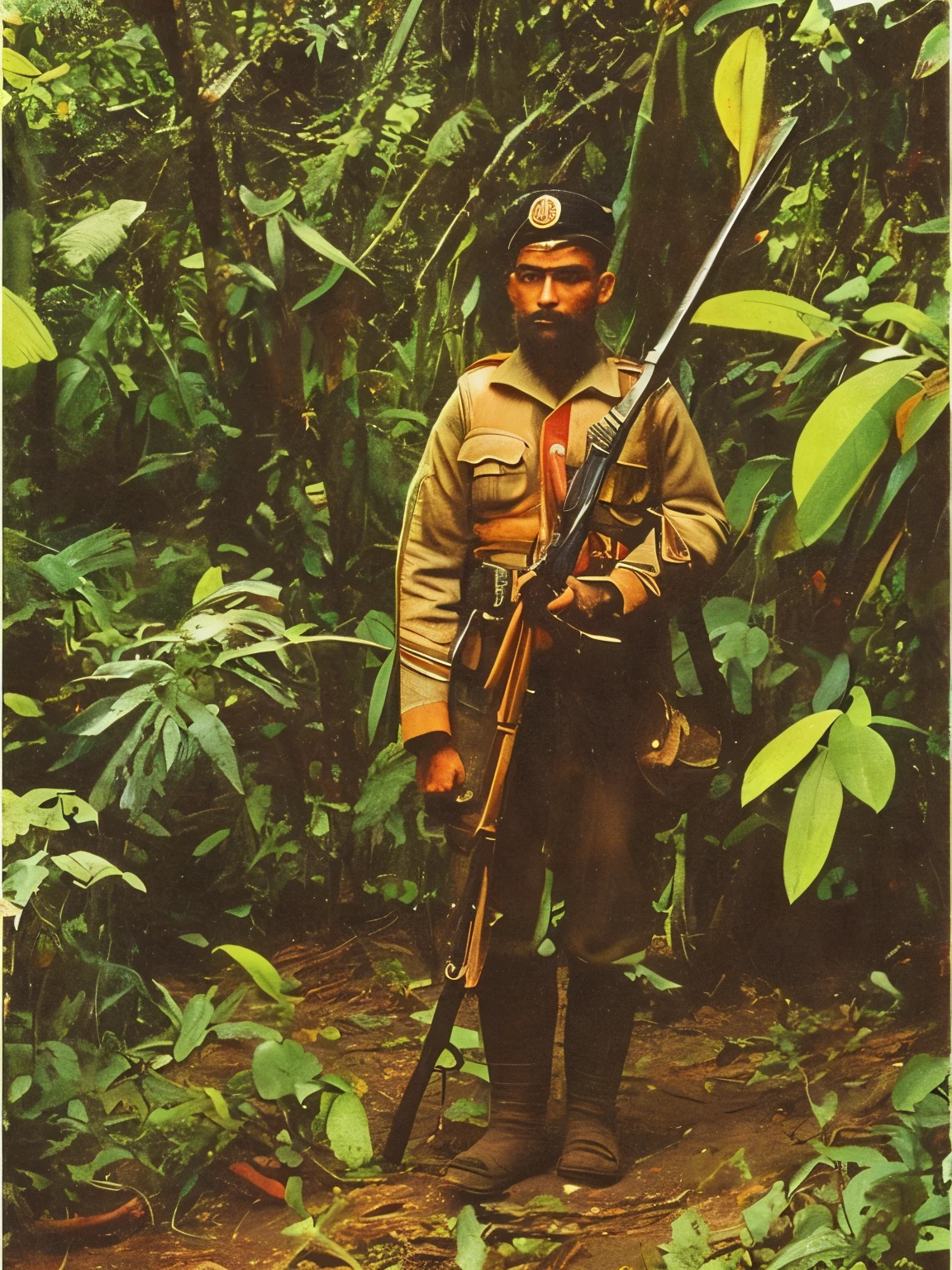 1900 soldier in the Amazon rainforest 