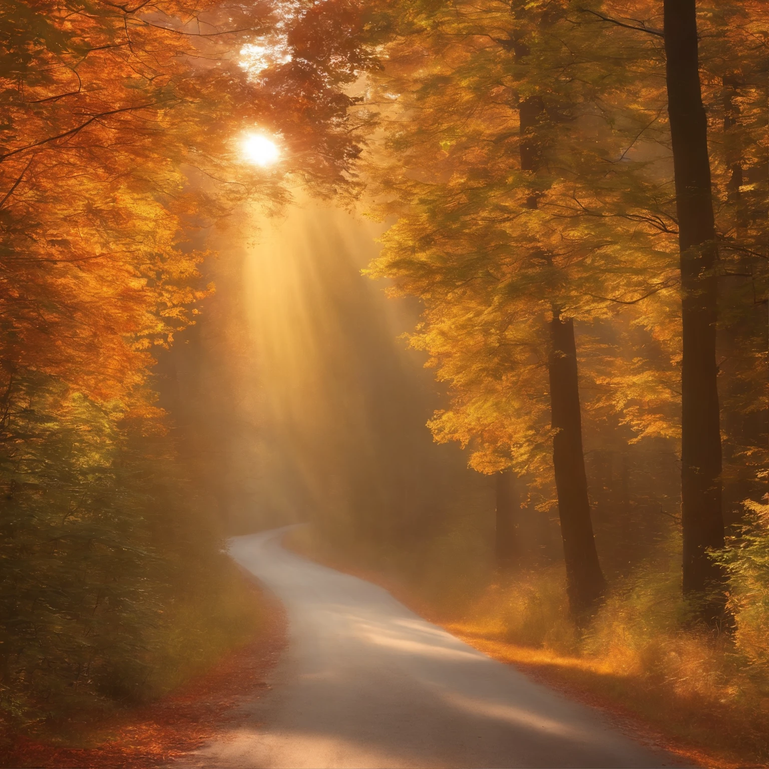 Gazing at the autumn scenery of the surrounding forest, The sunshine in September is bright，Natural luxury. Super Real HD