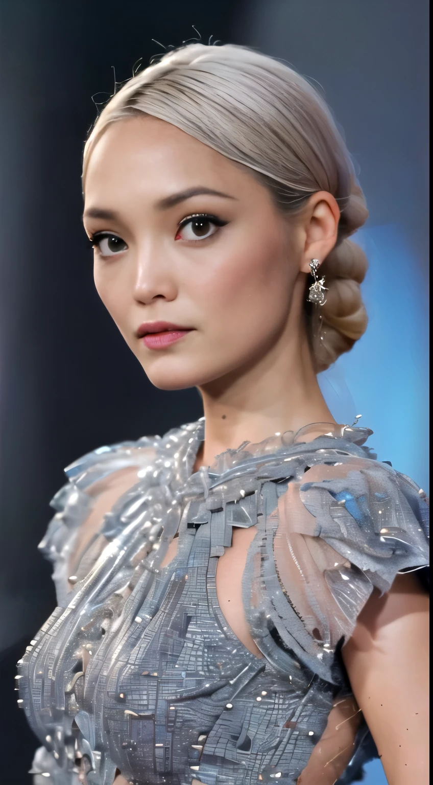 photo of Pom Klementieff, RAW, beautiful woman, ((portrait)), ((detailed face:1.2)), ((detailed facial feature, detailed skin, clear skin), (perfect proportioned body), (wearing a colorful dress) (high detailed city environment, apartment balcony), (realistic photo, best quality, detailed), (8k wallpaper), (cinematic lighting, dramatic lighting) (sharp focus, intricate)