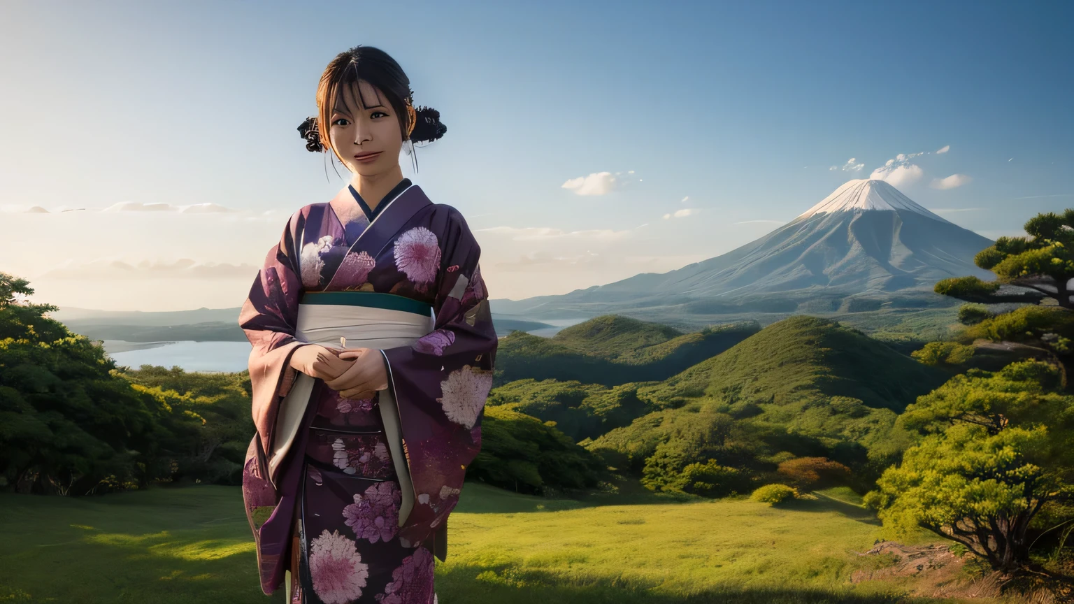 Japanese kimono woman、japanese landscape