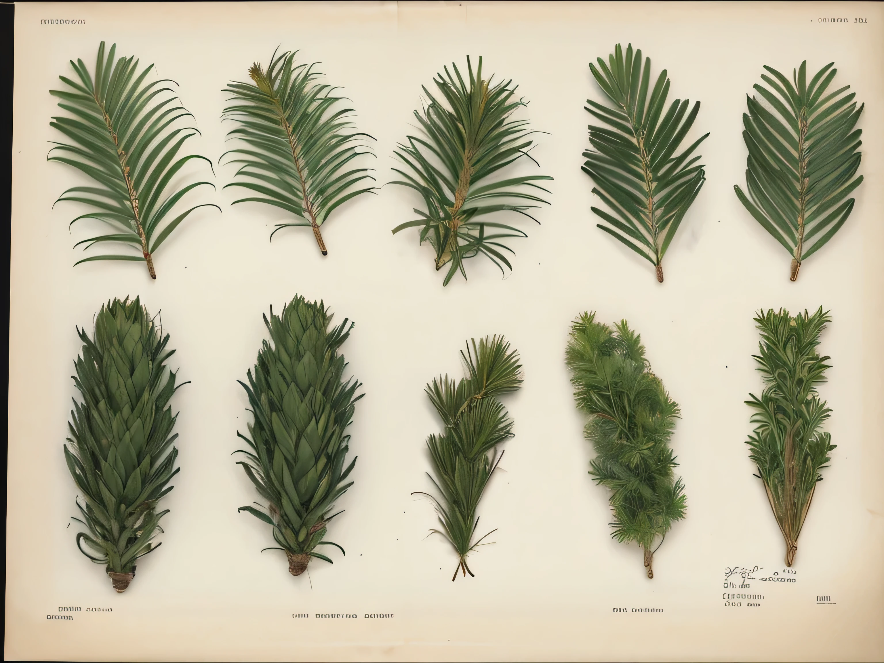 Lay out a pine branch,green leaves,Expand,scanning,specimen
