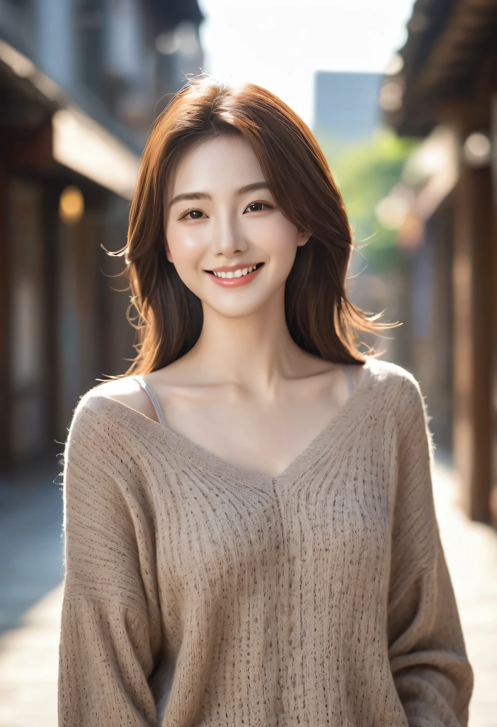 (masterpiece:1:3),(8K,Photorealsitick,Rawphotography,Top imagequality:1:4),japan high school girls,(Randum hair stile:1:2),cleavage of the breast:1:2, Super detail Face,Eye of Detail,double eyelids、Bring your chest together,foco nitido:1:2,prety woman:1:4,loght,brown hair,top-quality,masterpiece,超A high resolution,(photorealsitic:1:4),Highly detailed and professional lighting smile,Loose and light knitwear,shoulder out,slender,serious facial expression,short-haird,Fatal position