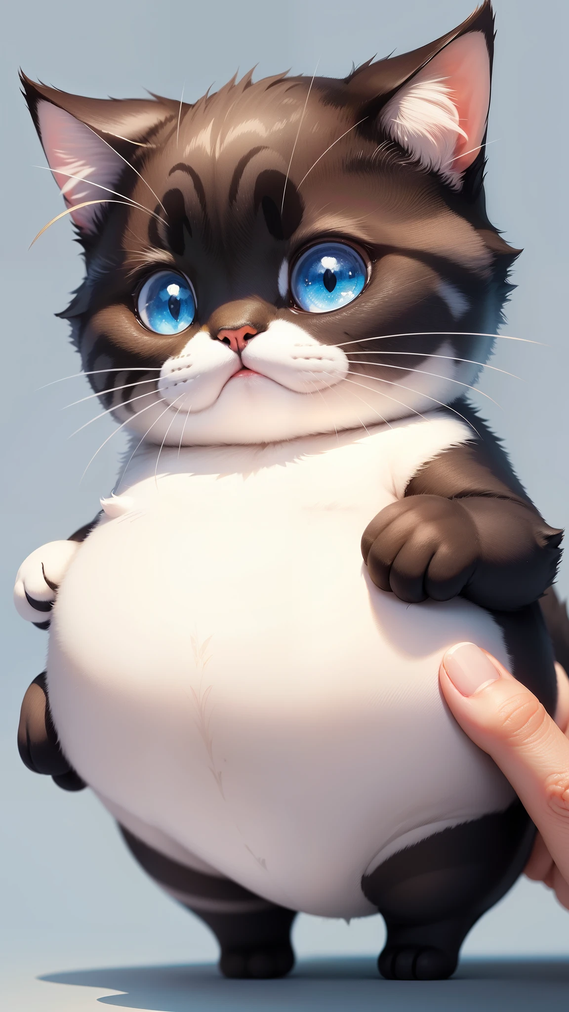 a sticker、solid background、catss、simple, chubby cats, white color,