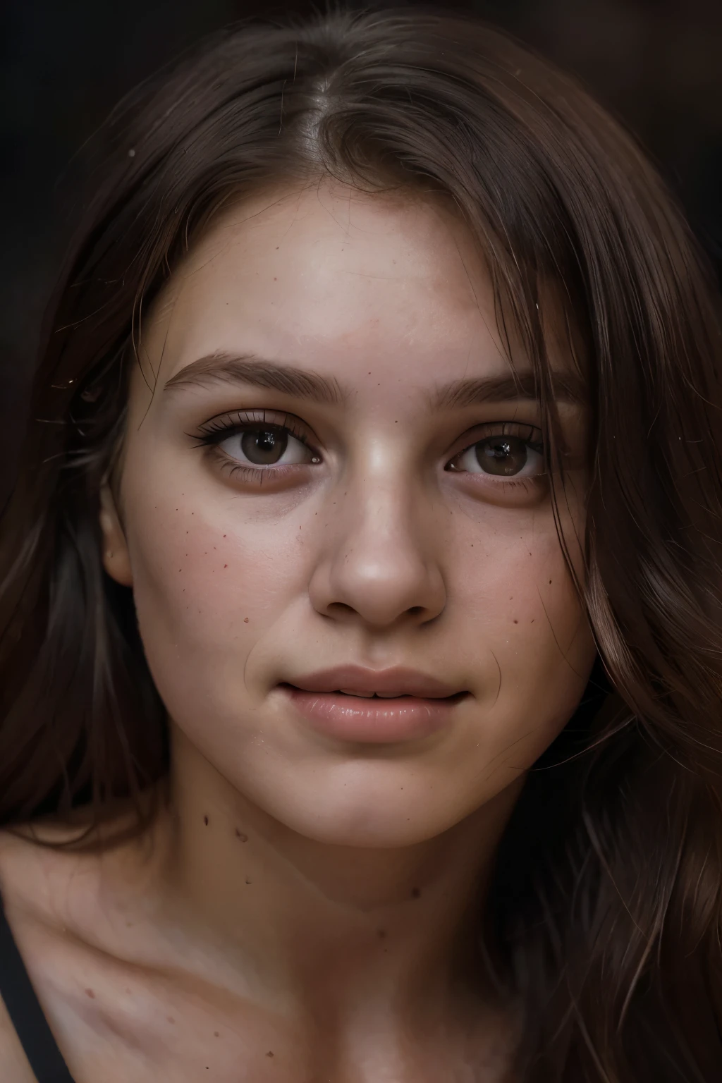 (close up, Editorial photo of a 21-year-old woman), (Highly detailed face:1.4) (smile:0.7) (dark interior background, Bad mood, private study:1.3) throw, By Lee Jeffries, Nikon d850, film stock photos ,4 Kodak Portra 400 ,f1 camera.6 lenses ,Various colors ,Too realistic ,The texture is realistic., incredible light , Sinestil 800,