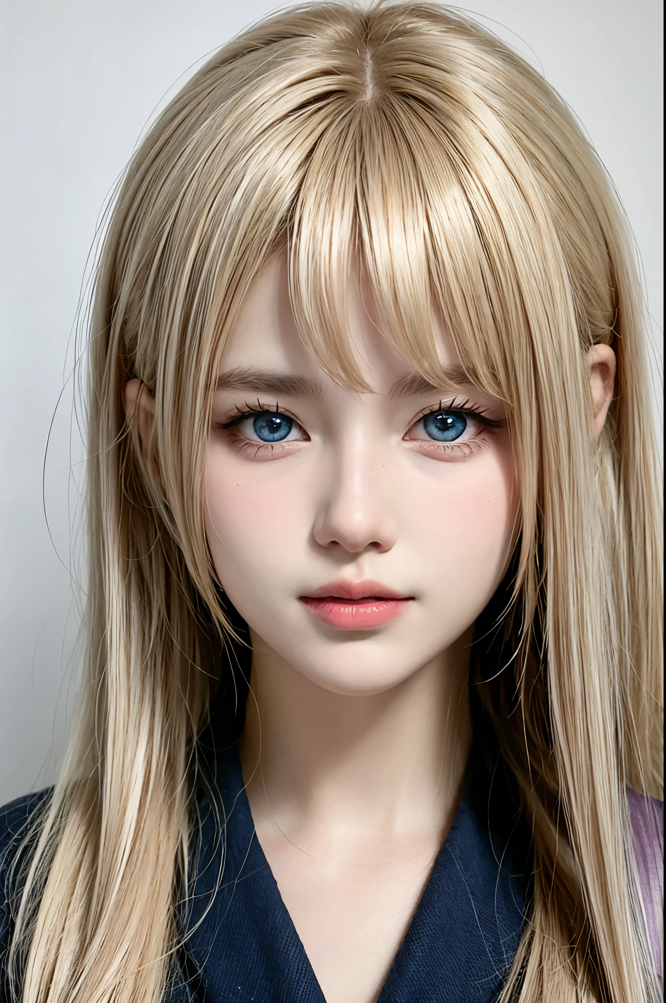 portlate、School Uniforms、bright expression、poneyTail、Young shiny shiny white shiny skin、Best Looks、Natural platinum blonde hair with dazzling highlights、shiny light hair,、Super long silky straight hair、Beautiful bangs that shine、Double eyelids、eye liner、Glowing crystal clear attractive big blue eyes、Very beautiful nice cute  Nordic girl、Lush bust