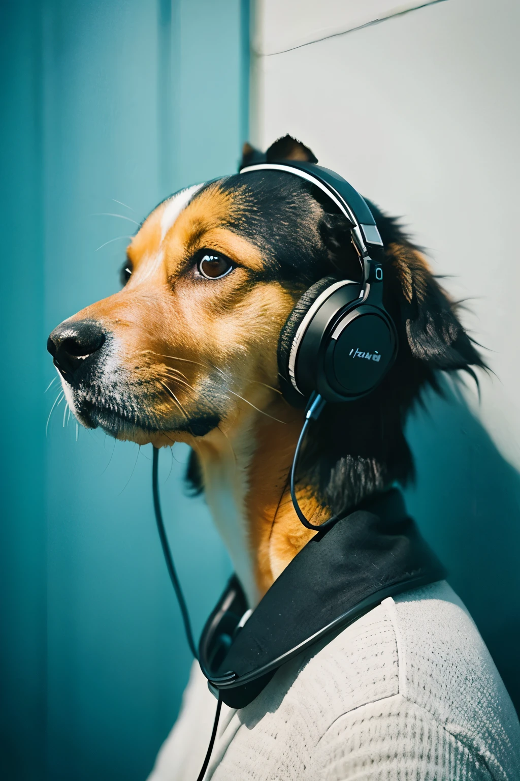 Change the dog&#39;s color to black、It&#39;s like listening to music with headphones on