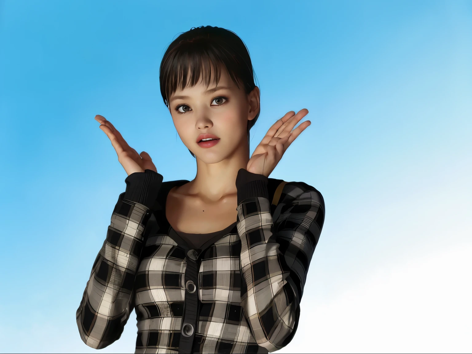 (8K, highest quality, masterpiece:1.2), (realistic, photo-realistic:1.37), Super detailed,highest quality, ultra high resolution, professional lighting, photon mapping, radio city, Physically based rendering, cinematic lighting, late night path,written boundary depth, sharp focus,sunbeam, good composition,(Bokeh:1.2) 1 girl,alone,(whole body), (closed mouth),fine and beautiful eyes, stop temporarily, tight waist,Japanese high school girl, black hair,messy hair,long hair fluttering in the wind,(Ulzzang-6500:1.2)
mix 4, hiqcgbody