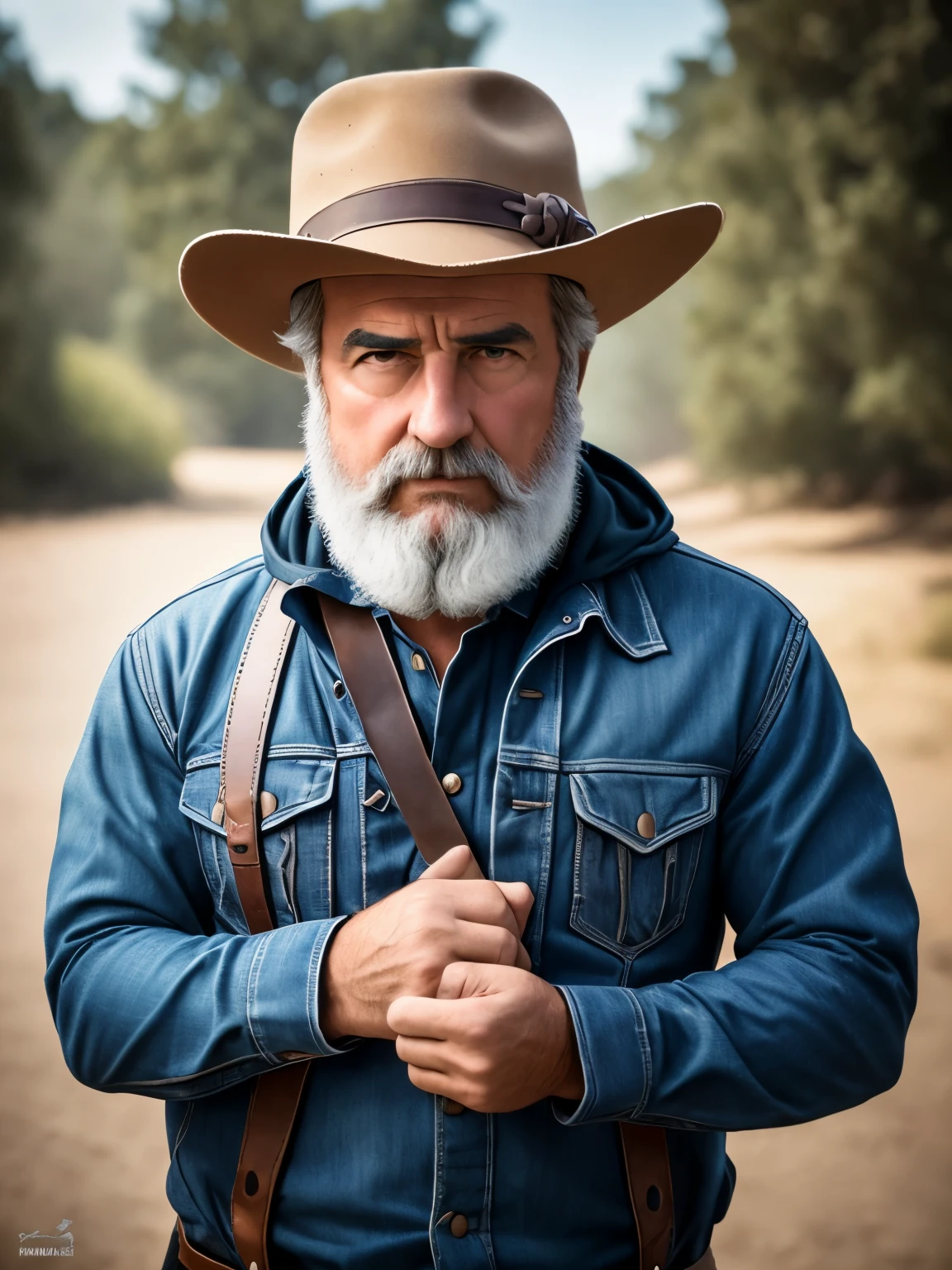 photo en gros plan, Portrait du personnage de brawlstar el costo, pose de trois quarts face à la caméra, hard light, clair-obscur dur, hdr, natural light, Very detailed, Mise au point ultra nette, 100 mpx 100mm f digital reflex lens/0.9 iso 50, style jerry gionis