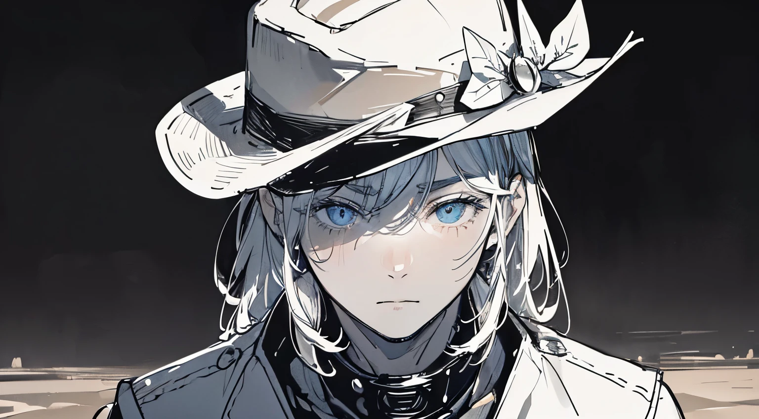 ((masterpiece, best quality)),illustration,Ultra detailed 8k,lifelike,sharp focus,Very detailed,professional lighting,Colorful details,cowboy,A ager,handsome boy,desert background,Romantic,Desert sunset,facial close-up,courage as golce full of courage and determination,Camera in hand,gentle eyes,hat