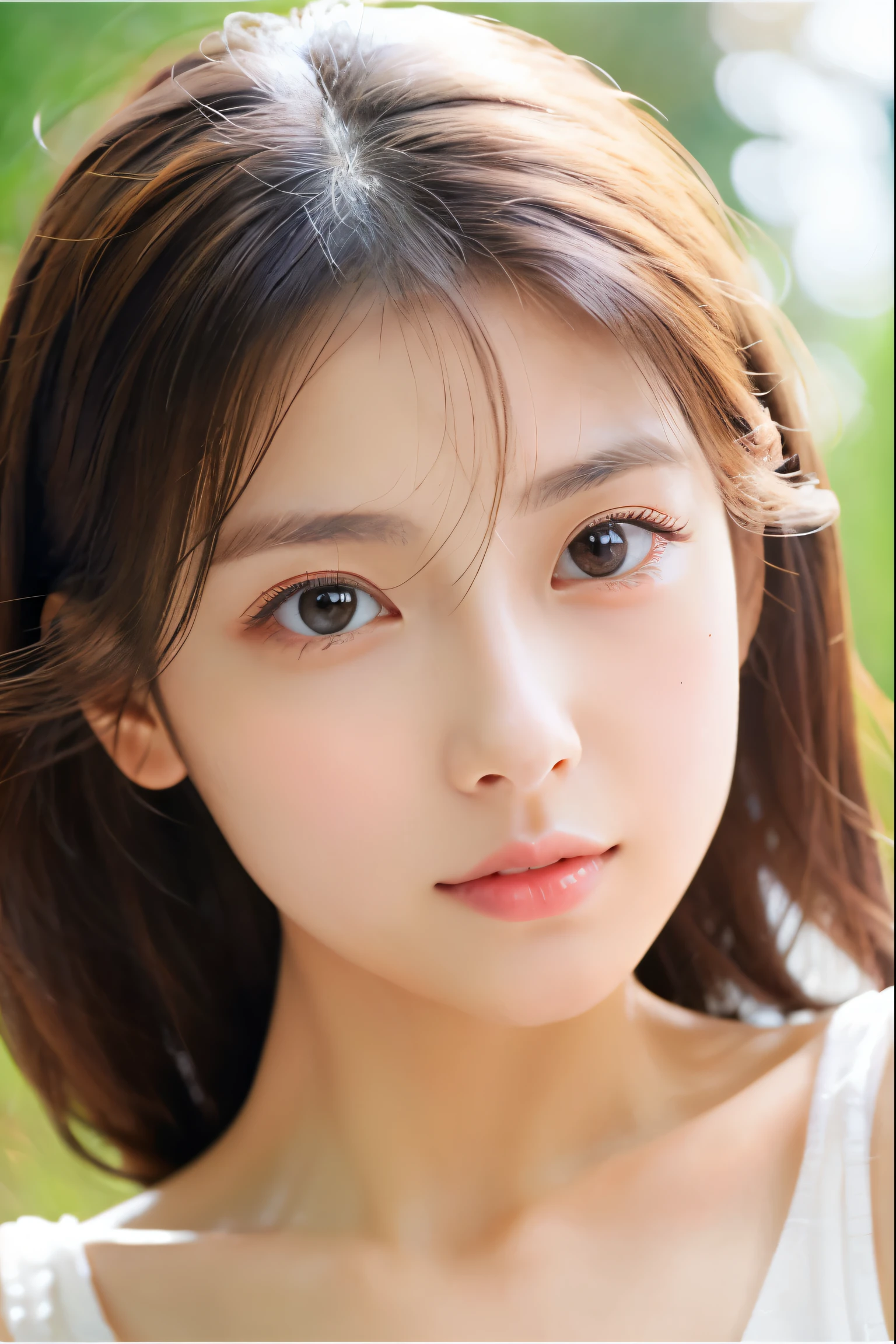 beautiful face、best quality、Super high natural light、shiny skin、delicate skin、delicate face、narrow eyes、beautiful japanese girl、one piece、drooping eyes、
