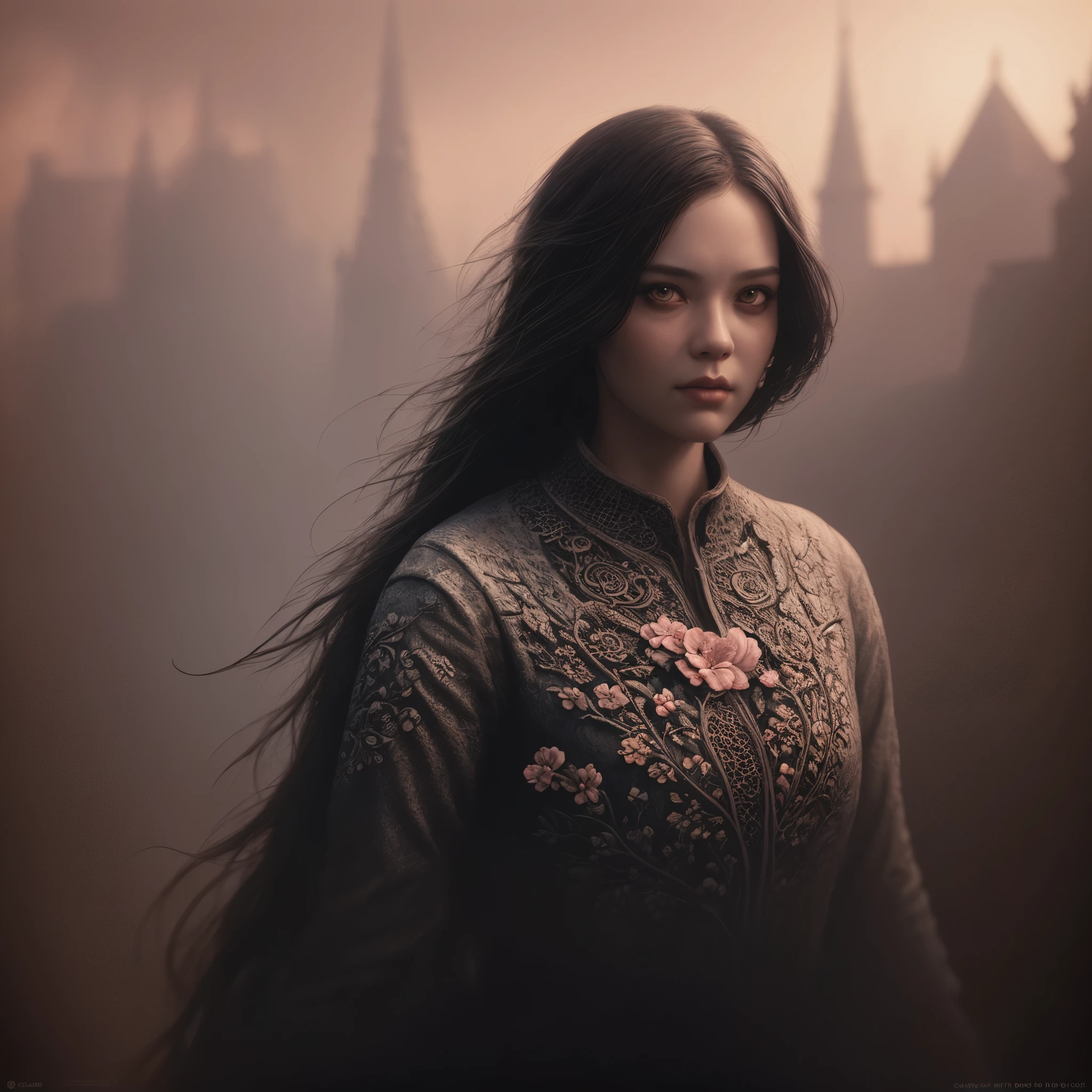 A flower by Casey Weldon, Olga Kvasha, Miho Hirano, hyperdetailed intricately detailed gothic art trending on Artstation triadic colors Unreal Engine 5 detailed matte painting, deep color, fantastical death, intricate detail, splash screen, complementary colors, fantasy concept art, 8k resolution, gothic deviantart masterpiece, (dark shot:0.9), art by greg rutkowski and artgerm, soft cinematic light, adobe lightroom, photolab, hdr, intricate, highly detailed, (depth of field:1.4)