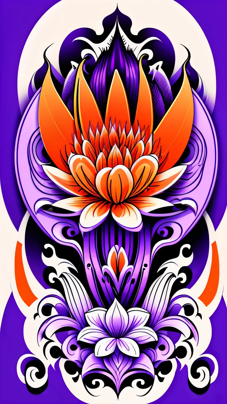 vector art, coordinate calculation image, masterpiece, image with white lily of the valley and orange lilies and purple violets in a pastel and vivid color flower basket, in the style of 0mib