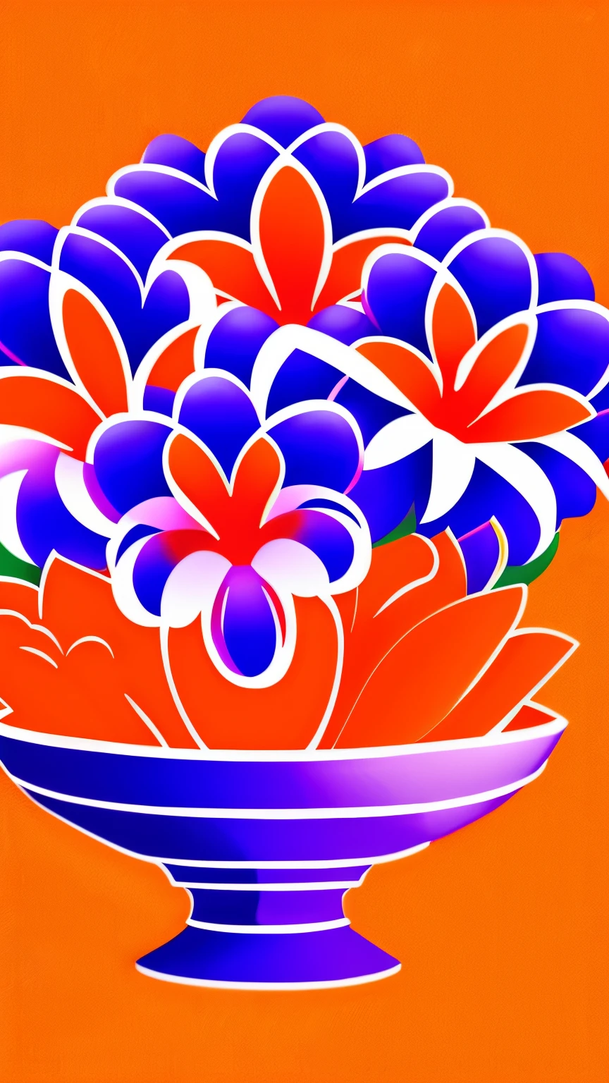 vector art, coordinate calculation image, masterpiece, image with white lily of the valley and orange lilies and purple violets in a pastel and vivid color flower basket, ChopioMinimalist