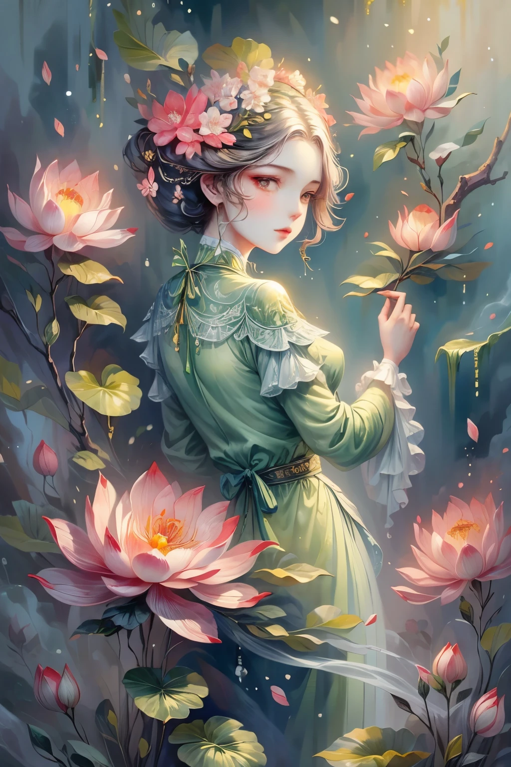 Retro Victorian style An accurate encyclopedia of plants (best quality:1.2), (detailed:1.2), (masterpiece:1.2), Magnolia的复古植物插图, Magnolia