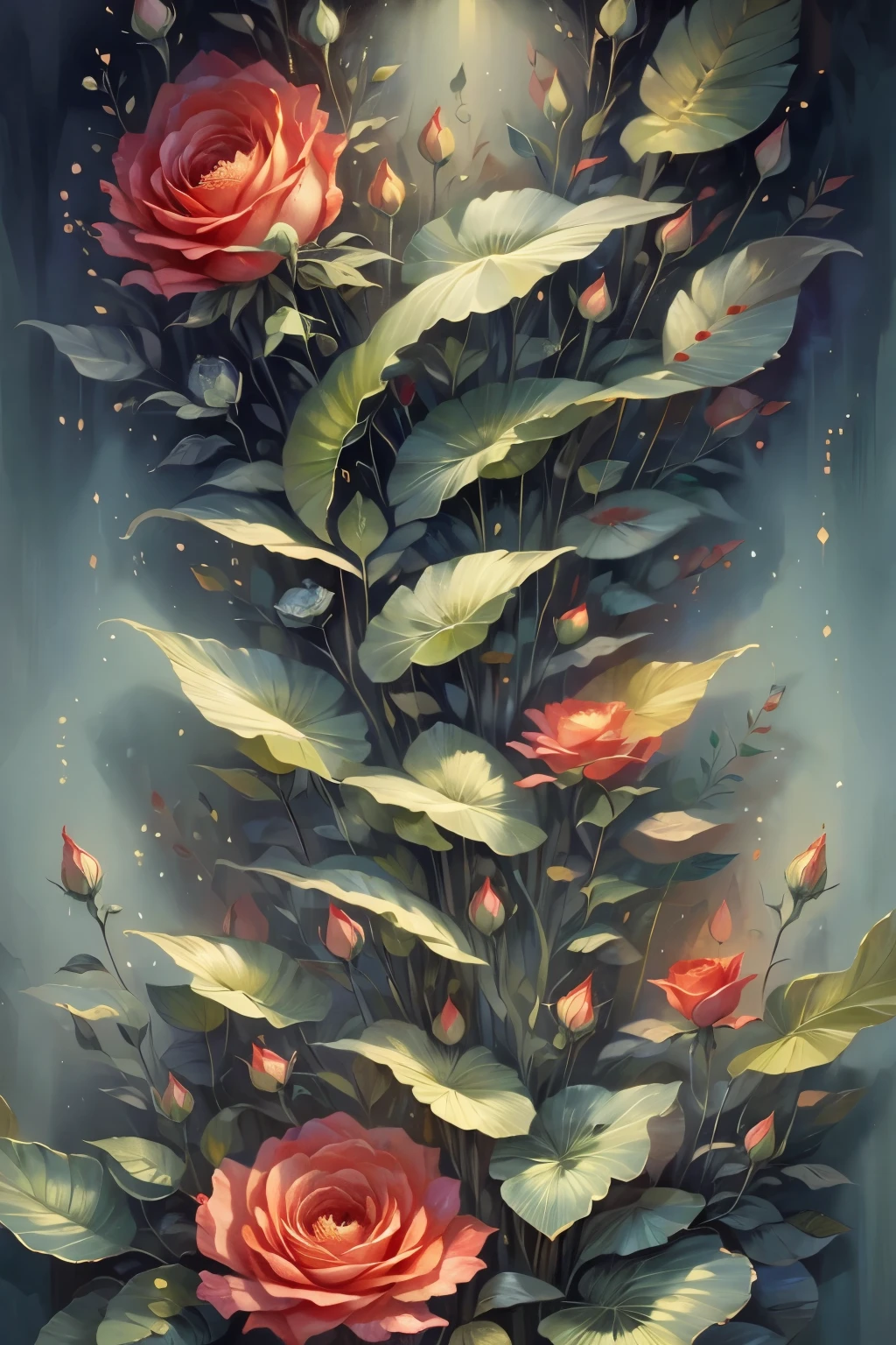 Retro Victorian style　An accurate encyclopedia of plants (best quality:1.2), (detailed:1.2), (masterpiece:1.2), roses复古植物插图, roses