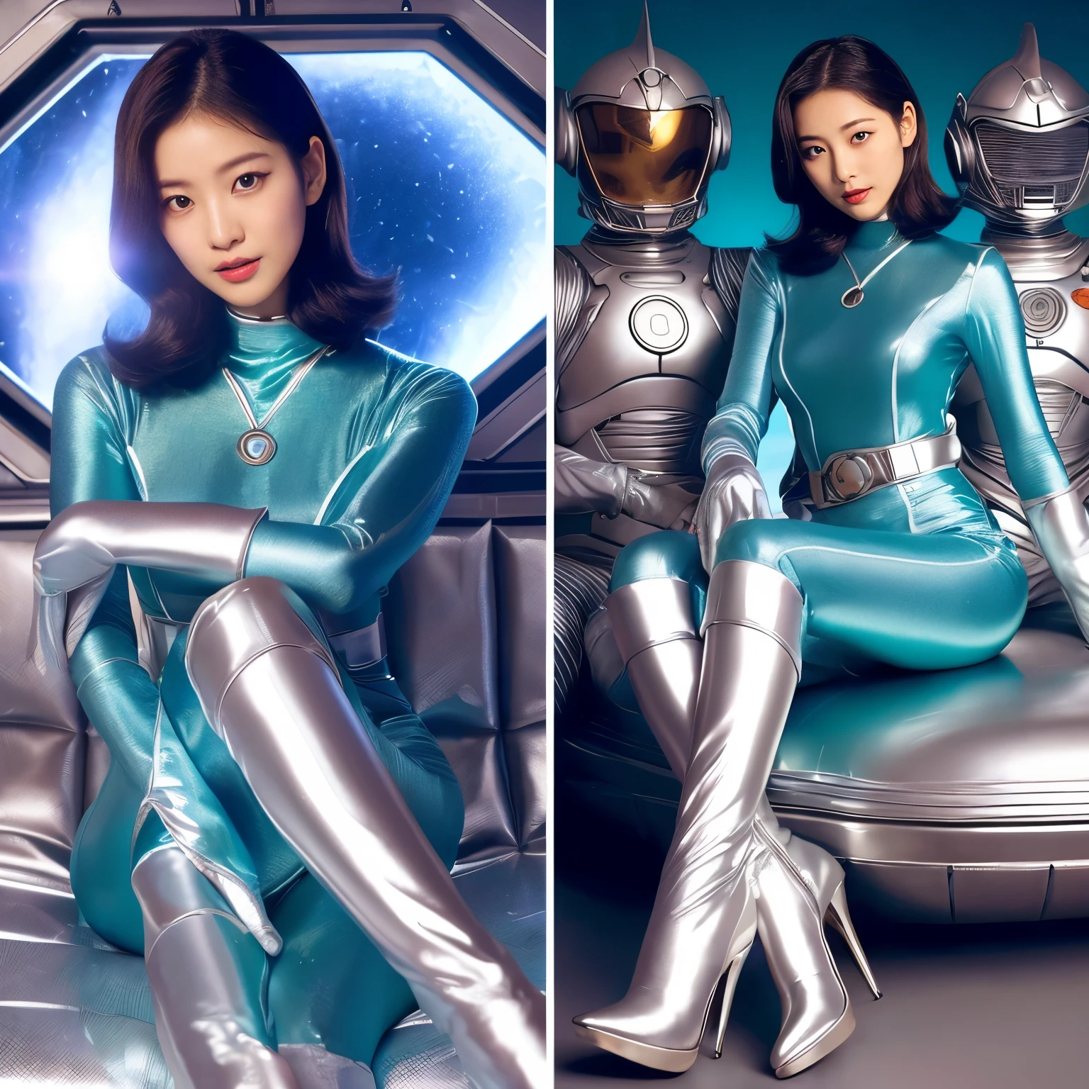 best image quality、Super high resolution、(realism:1.4)、Korean beauty star、The most beautiful KPOP star、horny face、Horny Korean makeup、erotic expression、A body that makes you want to touch it、erotic photos、((Realistic shiny satin fabric texture、High-gloss stretch satin fabric that is smooth and smooth to the touch.、The drape of the curved part of the shiny satin fabric、strong shiny costume、The smooth and beautiful quality and luster of the costumes、A shiny costume made of high-quality satin fabric with high density.、Smooth to the touch oil light liang ice 縝绸 ultra-class battleship skin coat COS、Super Sentai Women&#39;s Heroine Suit、Texture of costumes that satin fetishists respond to、Thin, glossy stretch satin fabric)),8K photo quality