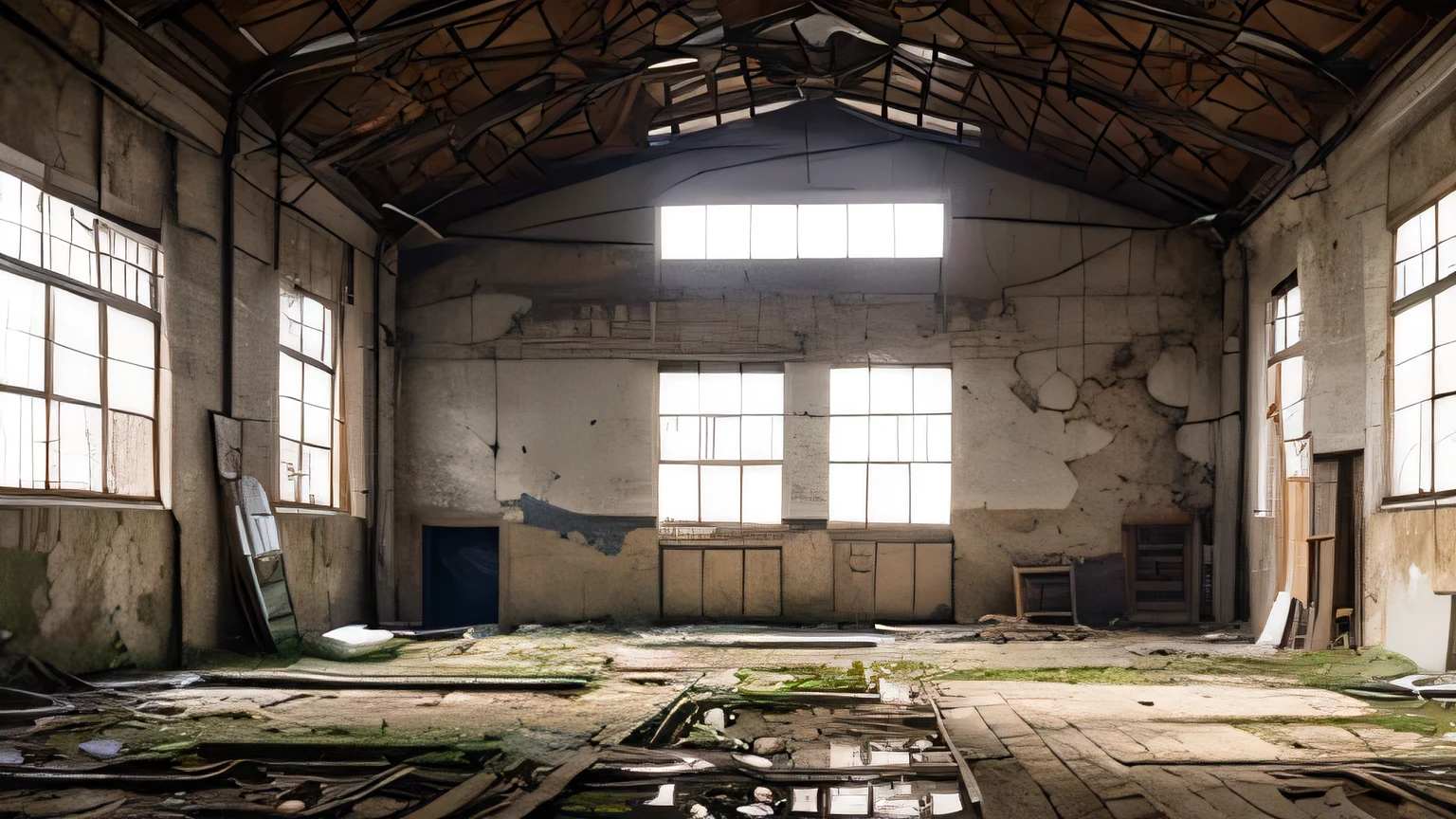masterpiece, best quality, abandoned factory, indoor