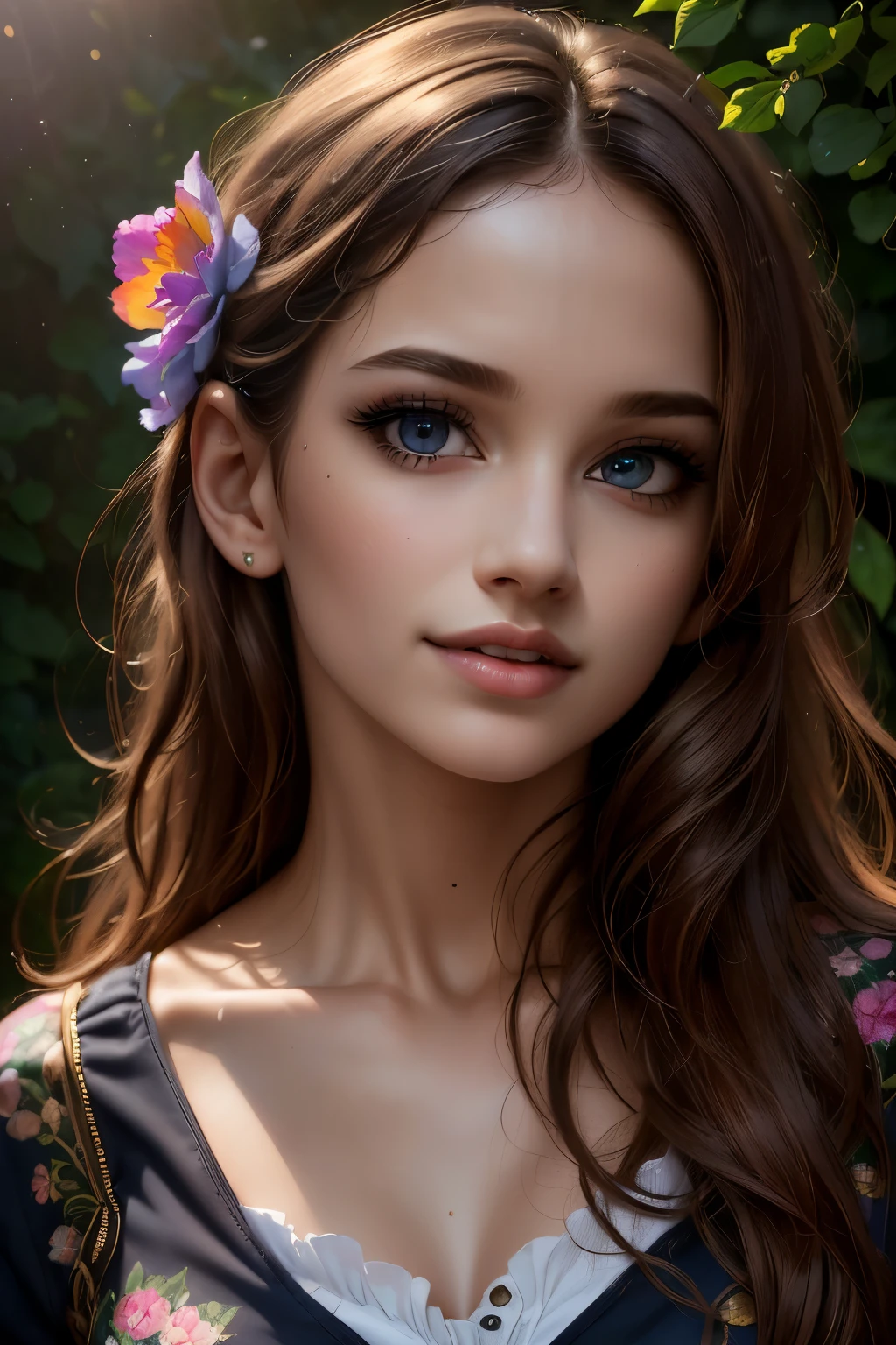(best quality,4k,8k,highres,masterpiece:1.2),ultra-detailed,(realistic,photorealistic,photo-realistic:1.37),beautiful detailed eyes,beautiful detailed lips,extremely detailed eyes and face,longeyelashes,1girl,illustration,floral background,vivid colors,soft lighting