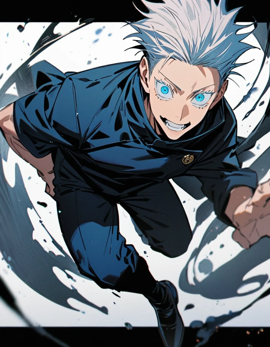 (masterpiece), best quality, expressive eyes, perfect face, 1boy,  male focus, gojou satoru, jujutsu kaisen, full body, puyo puyo style