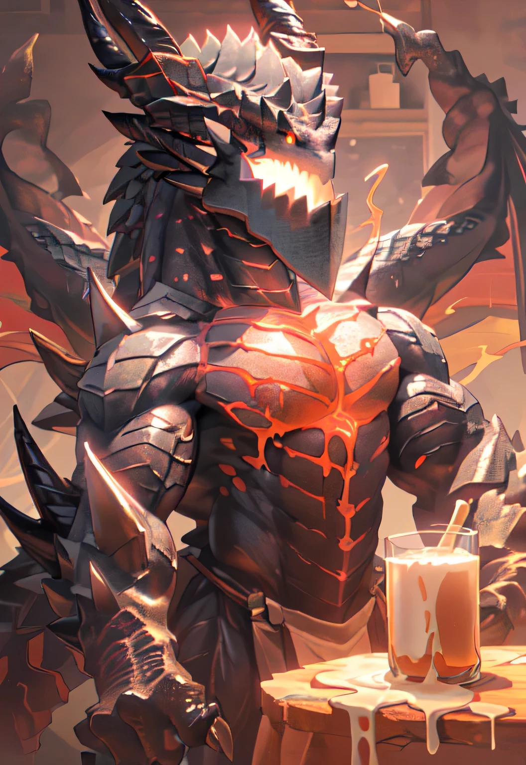alone, (muscular), sacrifice, (Male human dragon):1.3, Pure black body, (Kamimei):1.3, (Common:1.4) (prayer):1.23, (，Wearing a short white loincloth）, delicate eyes, lizard tail,A pair of dragon horns, A pair of dragon wings，((three quarter portrait)), (delicate eyes, Yellow eyes are always red, dark skin，stripe，sharp claws，Cute animal claws，stick out her tongue，Slobber，Fluid spilled all over the body，Air leakage in lower body，Liquid leaking from the lower body，Milk spilled all over the floor，glowing eyes):1.1, (inside the room:1.35), In the bedroom，Squatting on the bed，dim，be licked，enjoy，obsessed， Face turned red，collar，Submit to，caress，drunk，Smile，enjoy，looking into camera，Submit to，having fun，Detailed background，realistically，realistic hand，8k high dynamic range，（dark shadow，wide dynamic range，high dynamic range，emphasize：1.2）