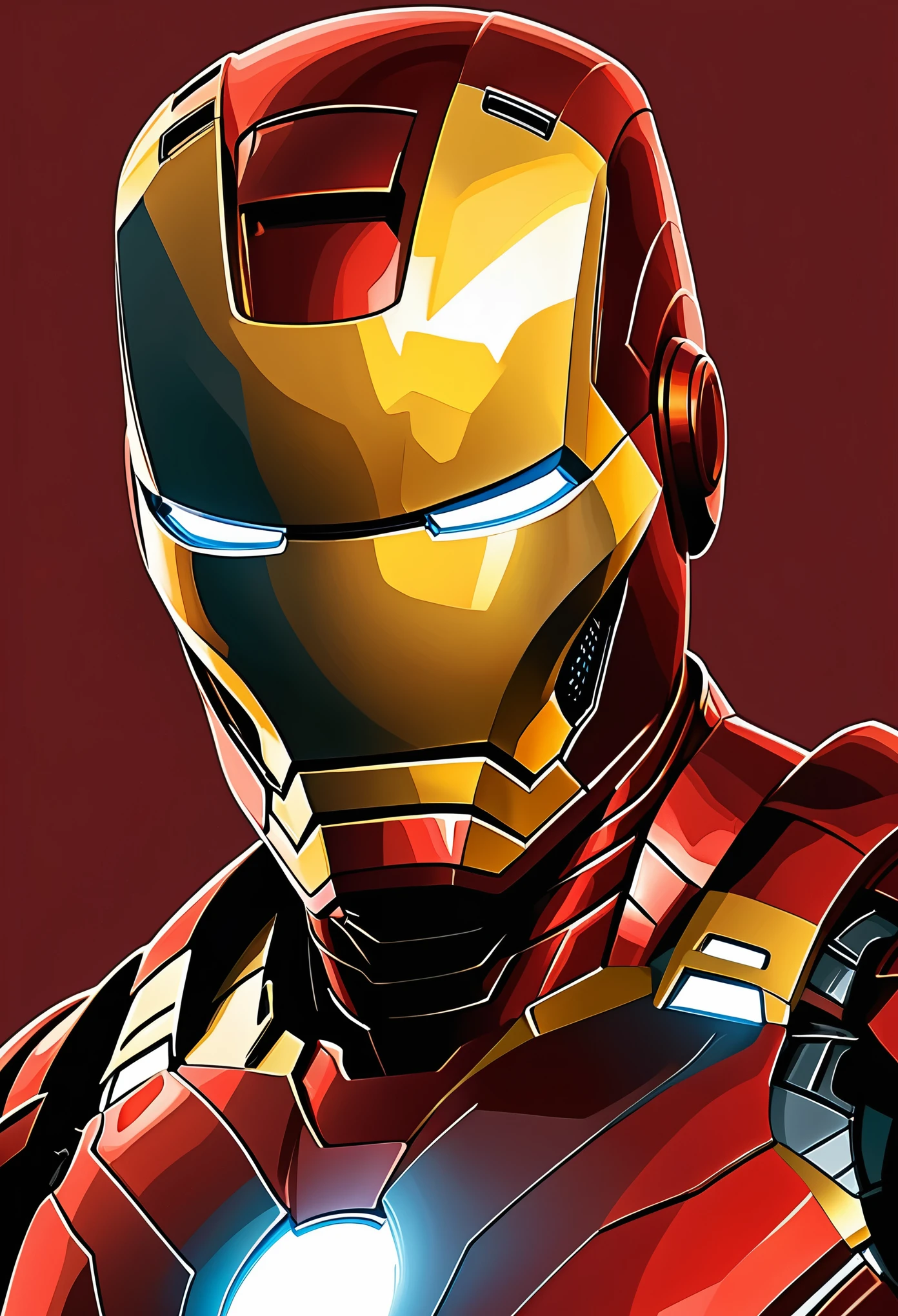 vector art, close up toface of iron man, vectorized, realististic, vector art, vector shapes, 