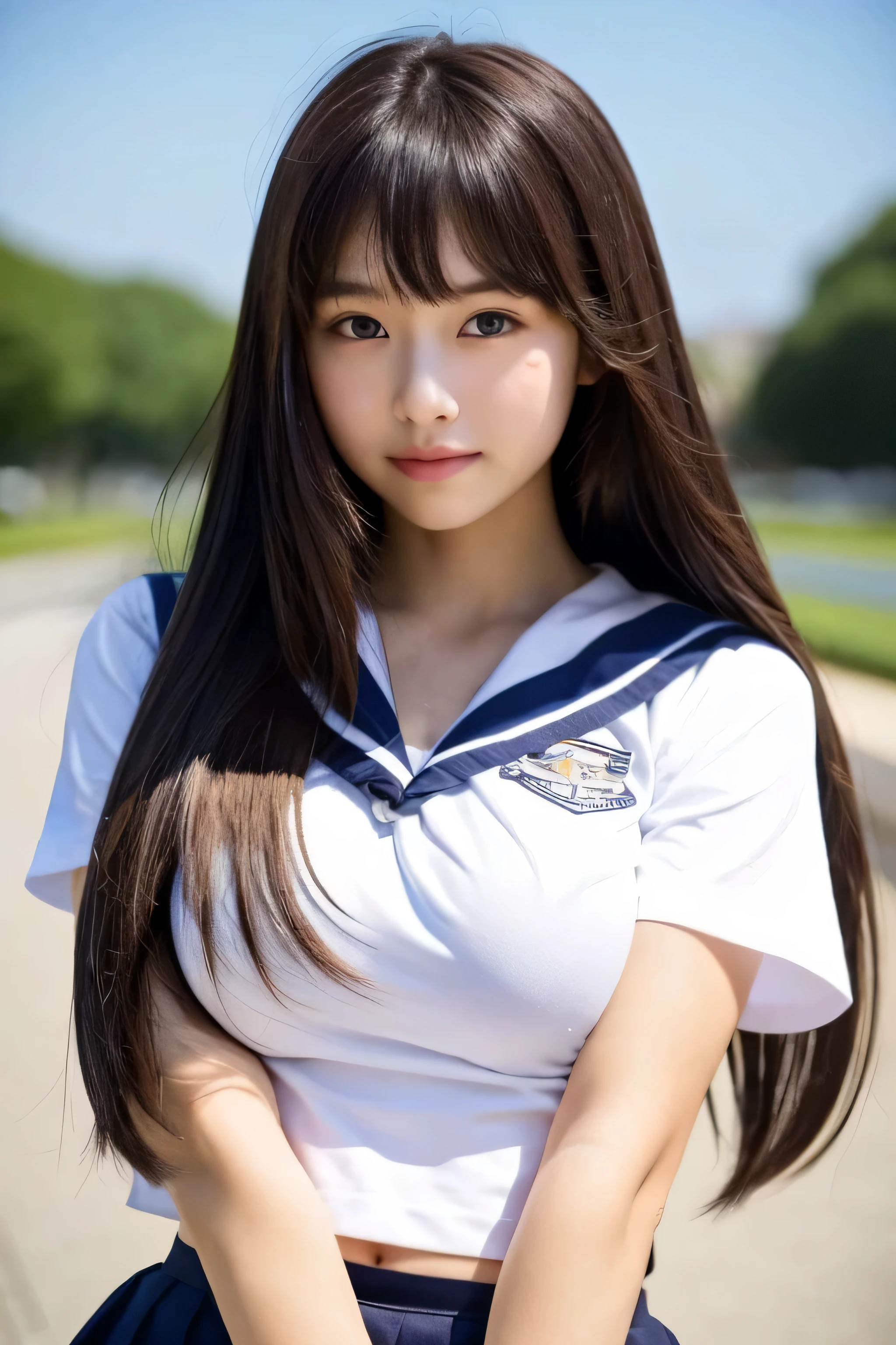 ((highest quality)), ((masterpiece)), (be familiar with), perfect face french perfect beauty perfect french beauty face I'm a perfectly proportioned French woman, about .。Mature woman around 12 years old woman around 12 years old A charming 12 years old She is about 12 years o breasts, golden hair, andght long hair, and looks like an idol.。 Super straight long hair length reaches to the knees very detailed hair very dense skin Neat bangs Bangs are Hime cut. Perfect body. big big tits she is practicing dance at school。wearing a sailor uniform。