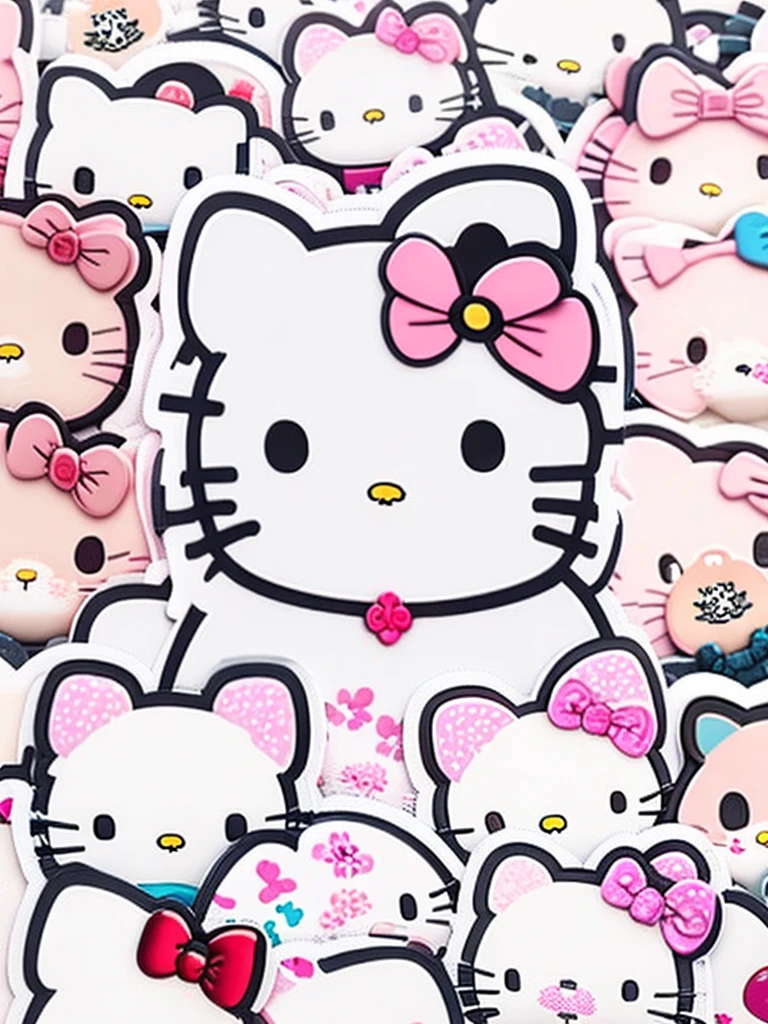 iPhone 15pro case covered in hello Kitty stickers, 4K, white background