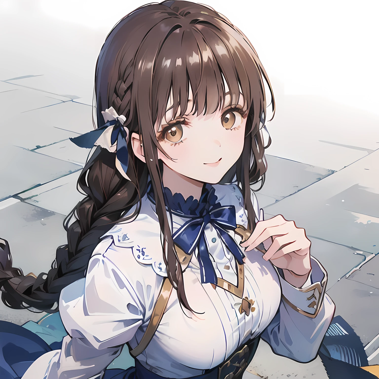 highest quality, (masterpiece:1.2), High resolution, perfect pixel, one so beautiful princess, 16 years old, (((big very detailed beautiful dark brown eyes))), ((Luxurious dresses for princesses in rococo style)), ((Very big and cute hair ribbon)), ((((very beautiful long straight straight hair)))), half up, ((Looking up at the viewer and smiling)), Very fun, Very happy, mouth is open, the skirt is so cute, detailed fingers, modest chest, ((curled bangs)), ((Lip balm)), so beautiful, long eyelashes, ((dress is photo realistic)), (((Touching your hair with your hands))), ((Showing viewers the beauty of straight hair)), ((very big girly hair ribbons)), ((Impressive and very beautiful eyes)), (((shot from above))), double eyelids, ((((Looking up at the viewer)))), The background is a luxurious palace dance hall.