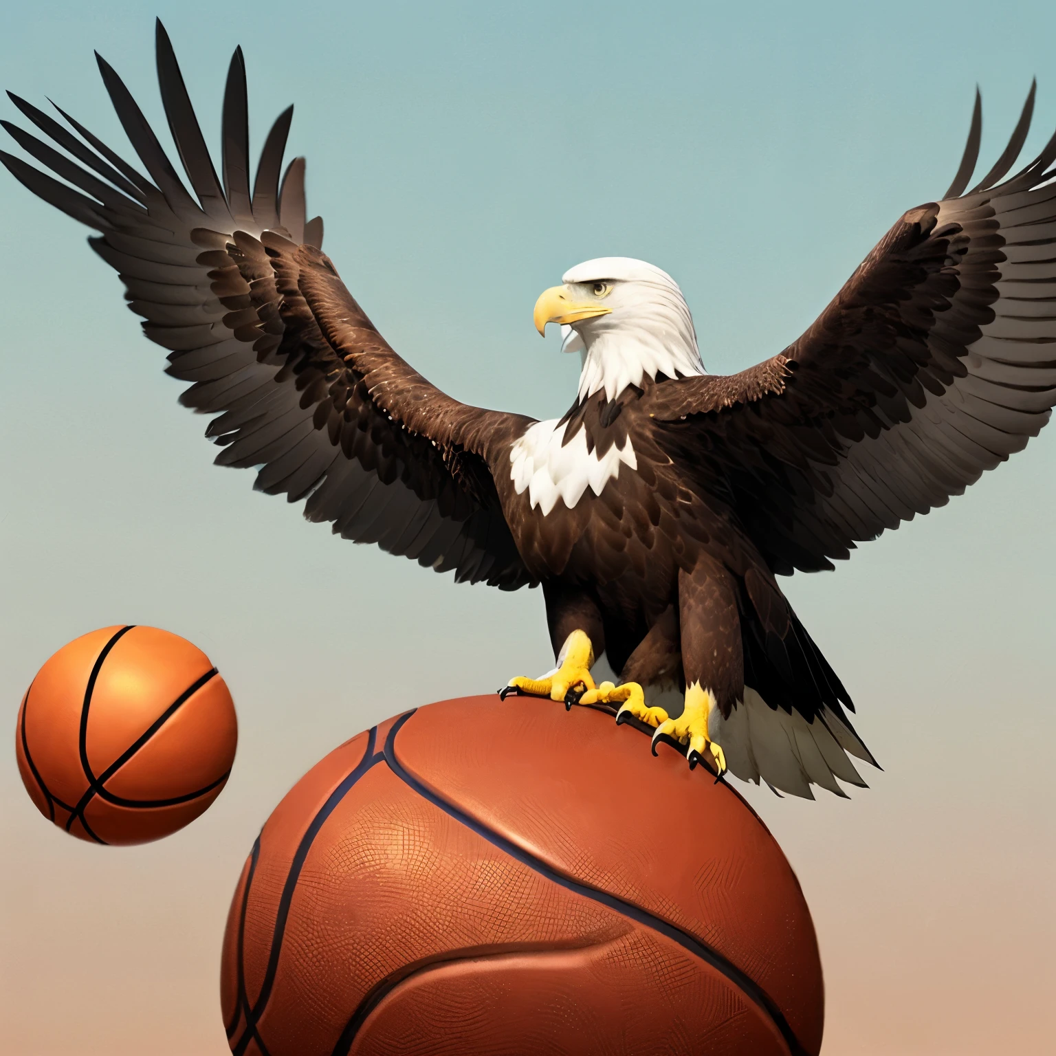 An eagle with a basketball