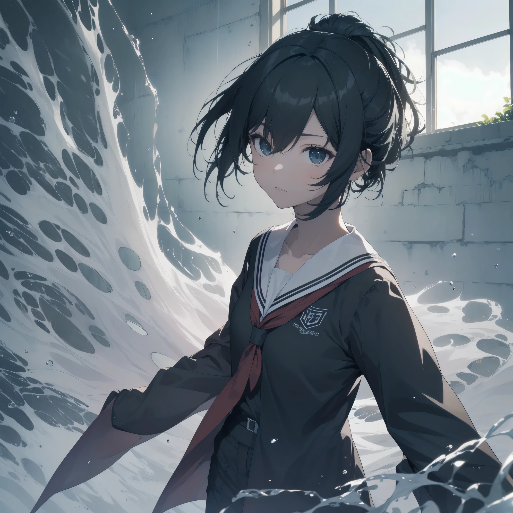 ultra-absurdres-Top quality by artist God, ultra-detailed, high resolution, anime moe artstyle, best anime 8k konachan wallpaper, pixiv contest winner, perfect anatomy,break, 1girl, (Please draw a girl walking sleepily to school alone. )break,(Solo,little female, 13-year-old:1.3),Full limbs, complete fingers,a junior high school student, Attractiveness of immature bodies, (very short hair), short cut, flat chest, , small butt, small black eyes, beautiful detailed eyes, well-proportioned iris and pupils, expressive eyes, highres detailed hair, soft expression, school_uniform, pleated skirt,(Detailed Lighting), (Detailed background), in the School commute route. break,super detailed skin, Best cinematic lighting powered by famous artist, 8k,beauty illustration,photoshop_(medium),very aesthetic,break,((artist:fujiyama )), artist:akinashi yuu ,artist:oyari ashito ,artist:kantoku ,