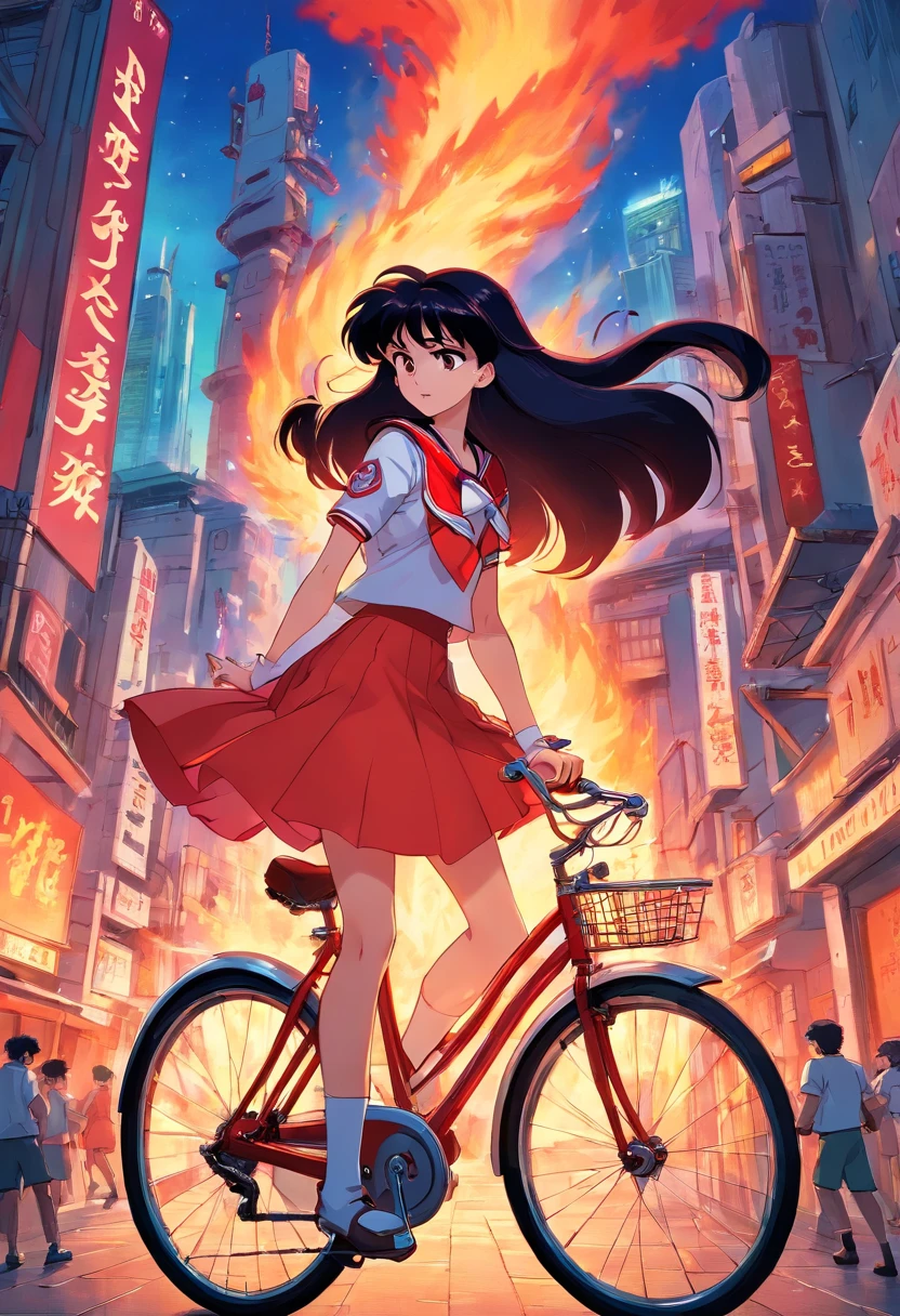 Sailor Mars Rides a Bicycle, A complex fire structure in a futuristic city
