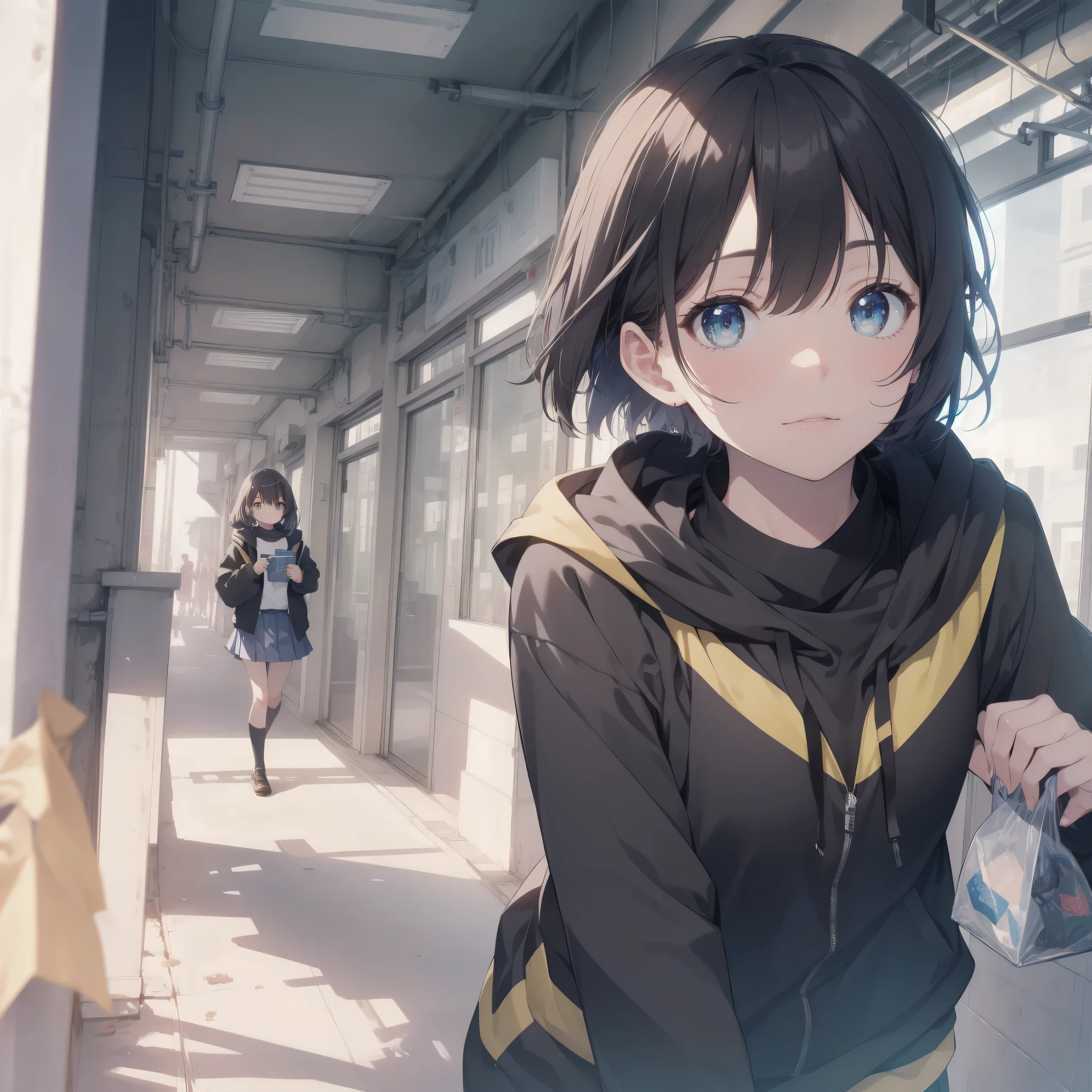 ultra-absurdres-Top quality by artist God, ultra-detailed, high resolution, anime moe artstyle, best anime 8k konachan wallpaper, pixiv contest winner, perfect anatomy,break, 1girl, (Please draw a girl walking sleepily to school alone. )break,(Solo,little female, -yeld:1.Full limbs, complete fingers,a junior hiiveness of immature bodies, (very short hair), short cut, flat chest, , small butt, small black eyes, beautiful detailed eyes, well-proportioned iris and pupils, expressive eyes, highres detailed hair, soft expression, school_uniform, pleated skirt,(Detailed Lighting), (Detailed background), in the School commute route. break,super detailed skin, Best cinematic lighting powered by famous artist, 8k,beauty illustration,photoshop_(medium),very aesthetic,break,((artist:fujiyama )), artist:akinashi yuu ,artist:oyari ashito ,artist:kantoku ,
