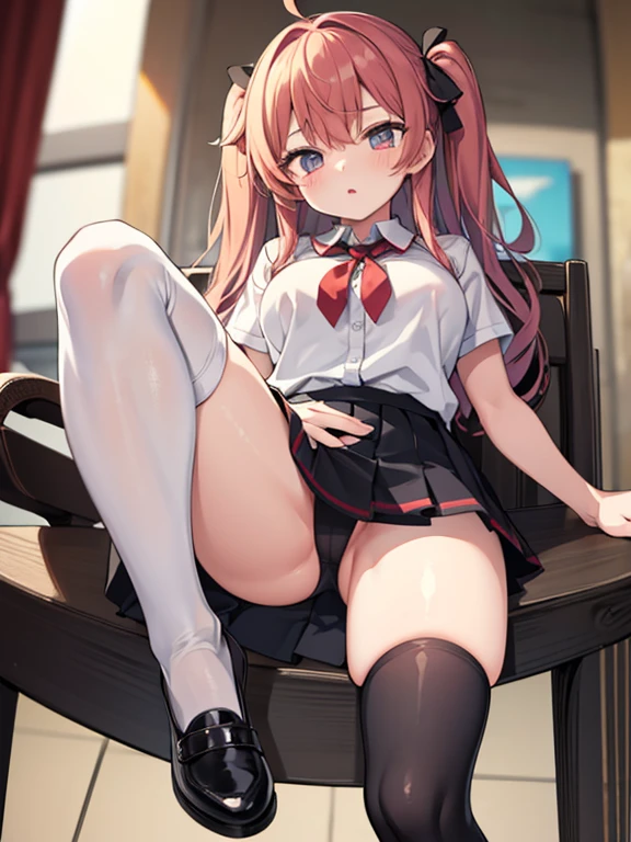 girl、(thighs focus）、enlarge thighs、Absolute area、thighs、knee socks、short skirt