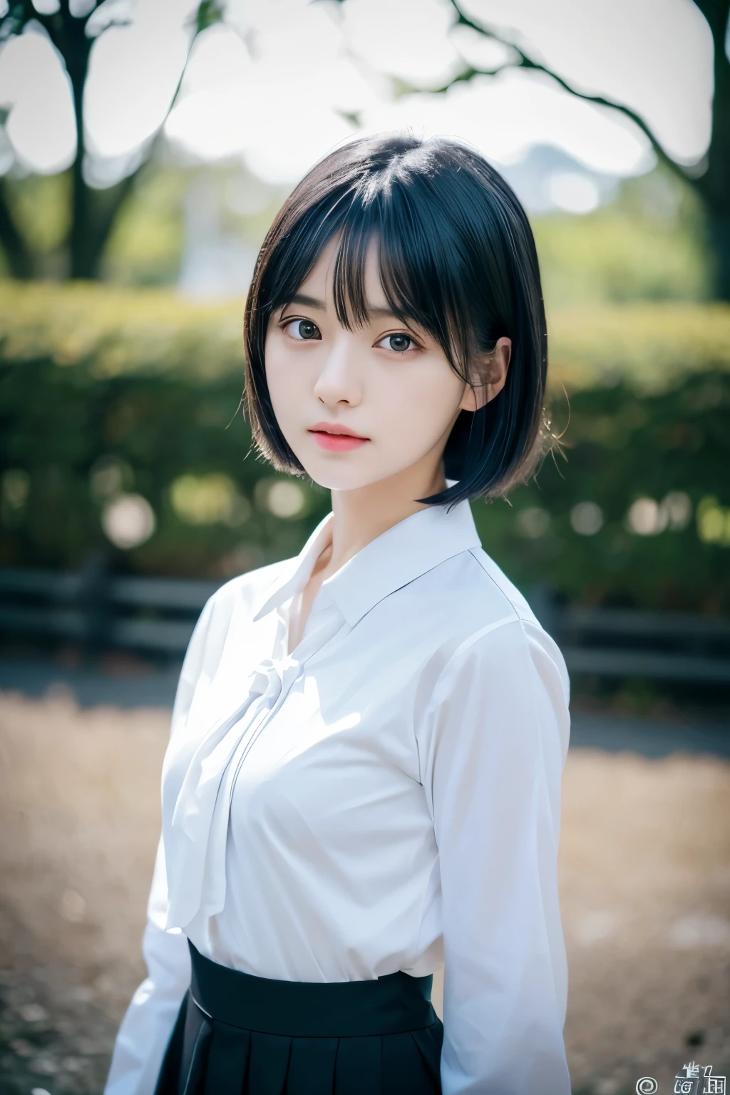 (1 girl), 25 year old japan,medium head of black hair, wonderful face and eyes, black tie,long sleeve white shirt,((highest quality)), (Super detailed), (very detailed CG 統合 8k 壁紙), very detailed, High resolution raw color photos, professional photography, white background,Full body photo standing shot