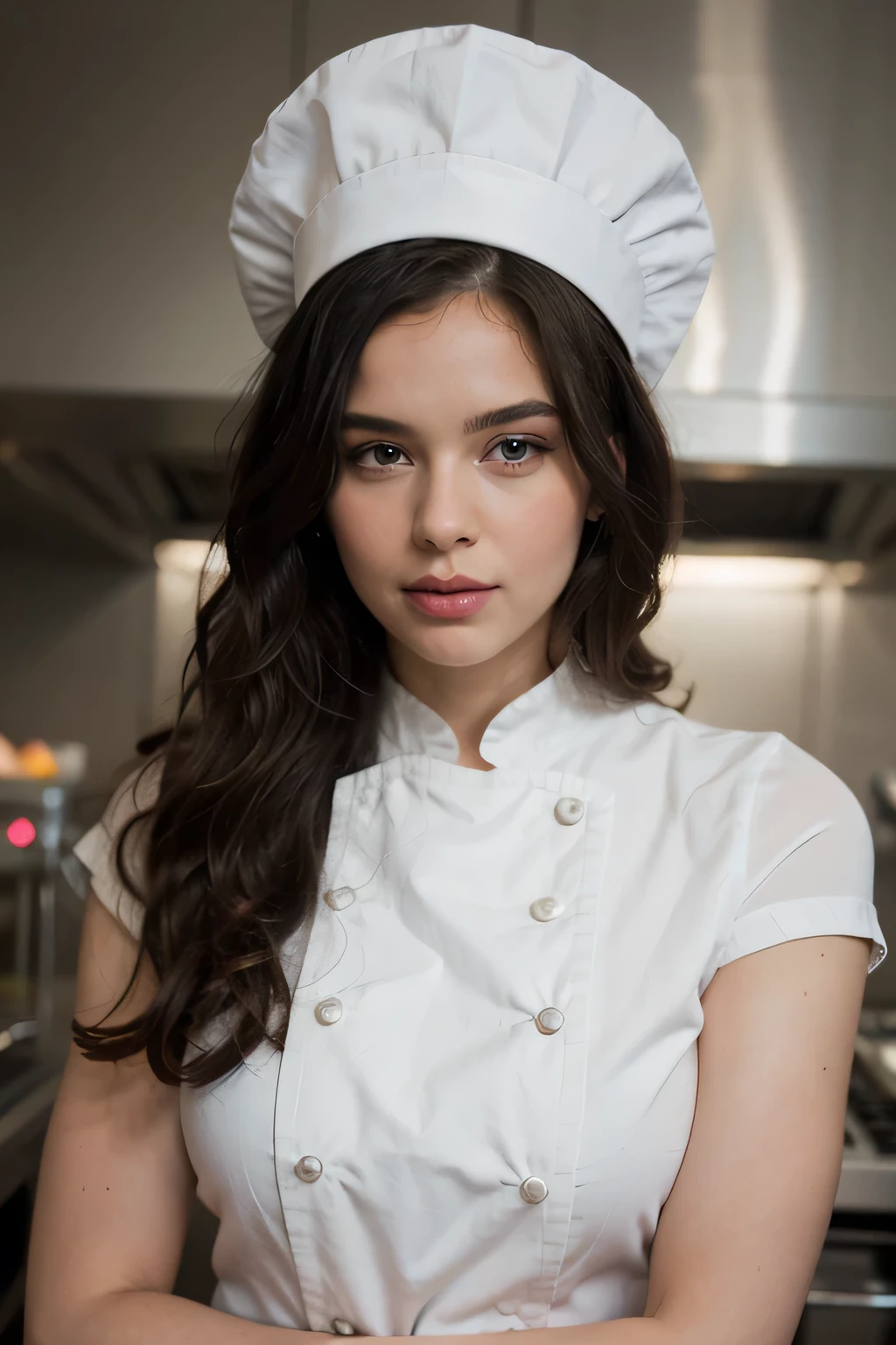 ((best quality)), ((chef-dartwork)), (detailed), femme blonde, peau olive, mince, poitrine normale, grand yeux blue , petit nez rond , long curly hair, black hair, Full lips, bouche pulpeuse, jean , pull blanc, jean