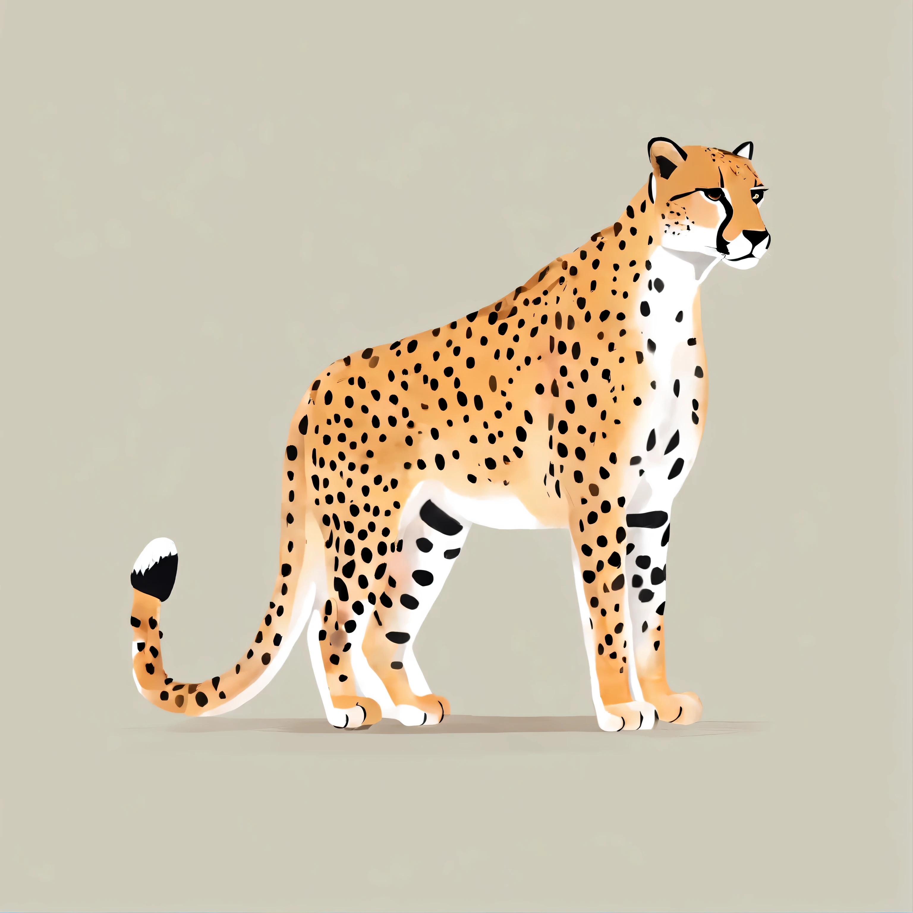 flat cheetah watecolor image, sideview, fullbody, colourful, hand drawn, abstract, collection of elements, isolated, HD, high quality