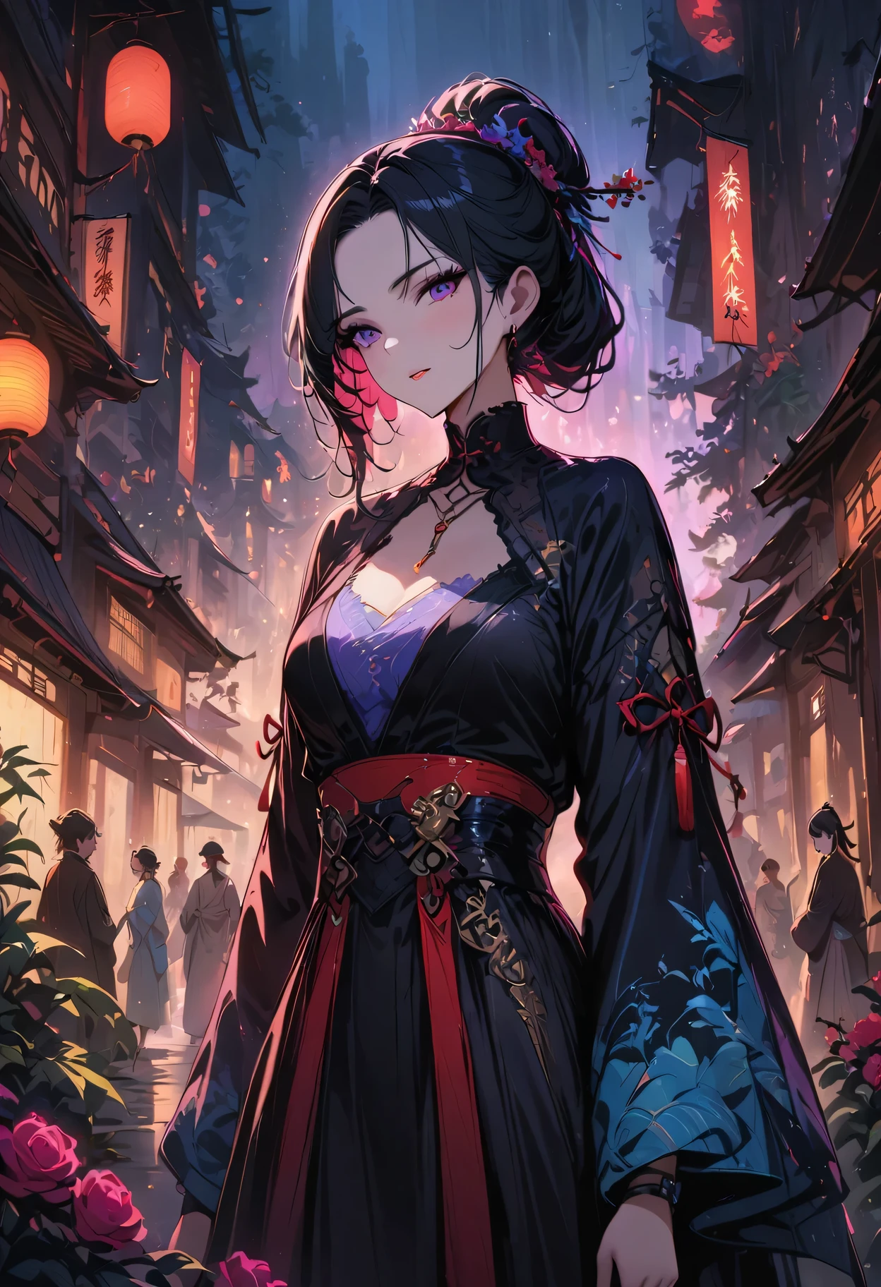 best qualtiy,tmasterpiece,A high resolution,Chinese Hanfu,Traditional Chinese painting,Luxurious tiara,White light gauze hanfu, Xianxia, conservativelydressed,choker necklace,jewelry,beautfully face,full-body portraits,bamboo forrest,4k wallpaper,tmasterpiece,Best quality at best,ultra - detailed,k hd,Unbeatable masterpiece