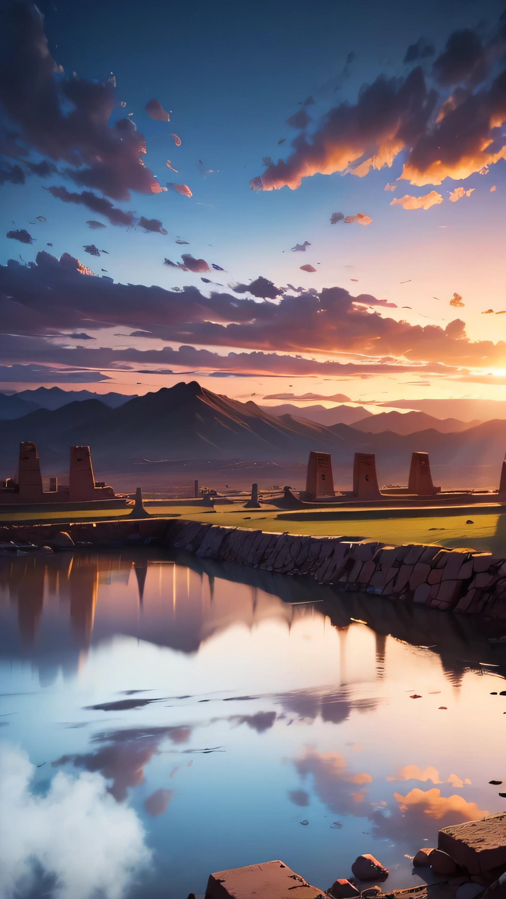 tiwanaku, bolivia, twilight sky, 8k, high quality