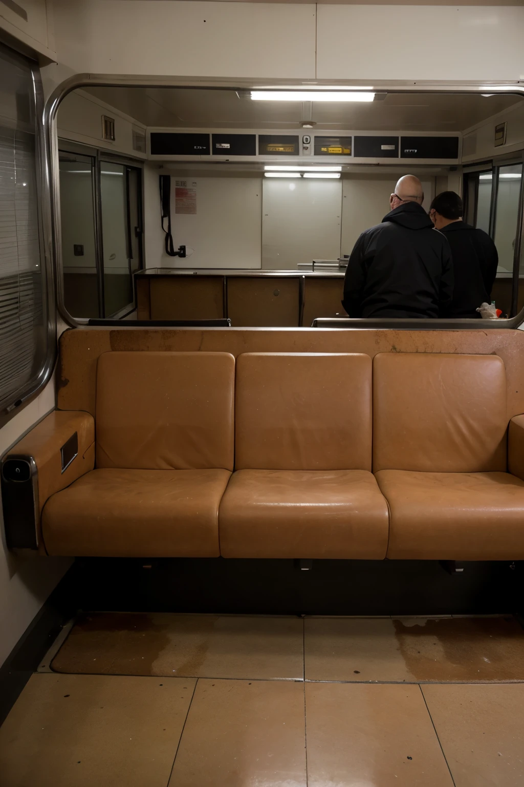 a train car seen from its interior which is corroded by acid, esto visto con la luz de una linterna, (alta calidad)