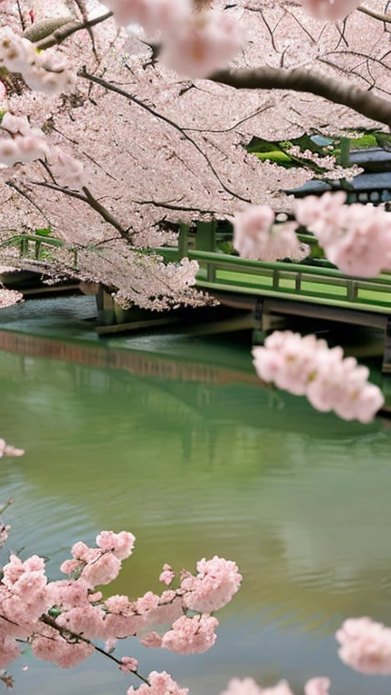 Japanese theme, Best quality, masterpiece, sakura, spring, river