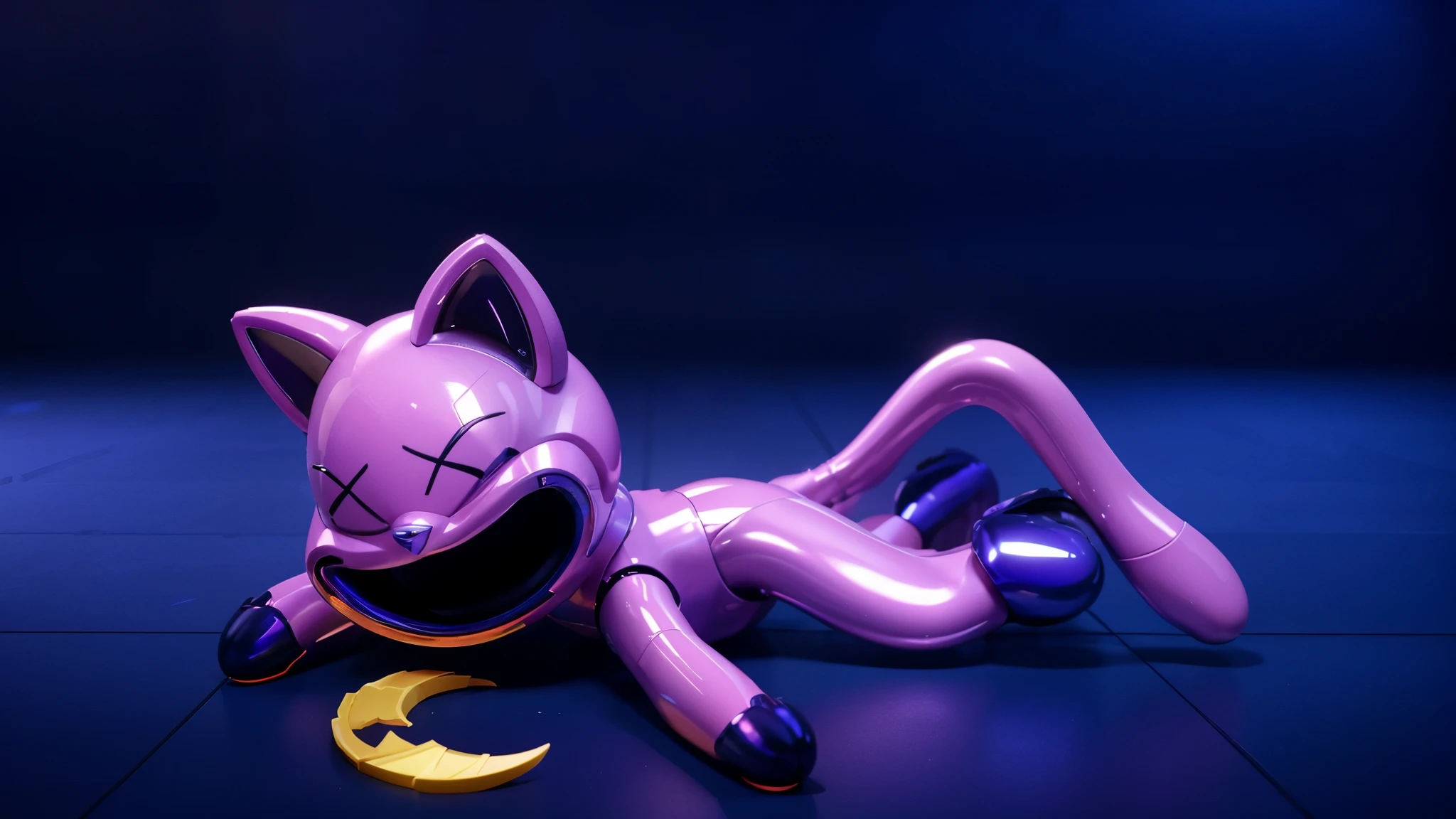 испугая A pink, round character with fangs and a pink mane is shown in a dynamic pose, running on a purple and blue background. pink mommy long legs toy,  glossy texture, smooth 3d model, multiple light sources, rim light, sharp post effects render, (glossy plastic texture with multiple big light probe refractions), perfect cgi, cgi art created only with gradients, smooth silhouette, high intensity refraction, (plastic material), most beautiful vfx, blue background, plastic refractions, pink mommy long legs toy,  glossy texture, smooth 3d model, multiple light sources, rim light, sharp post effects render, (glossy plastic texture with multiple big light probe refractions), perfect cgi, cgi art created only with gradients, smooth silhouette, high intensity refraction, (plastic material), most beautiful vfx, blue background, plastic refractions