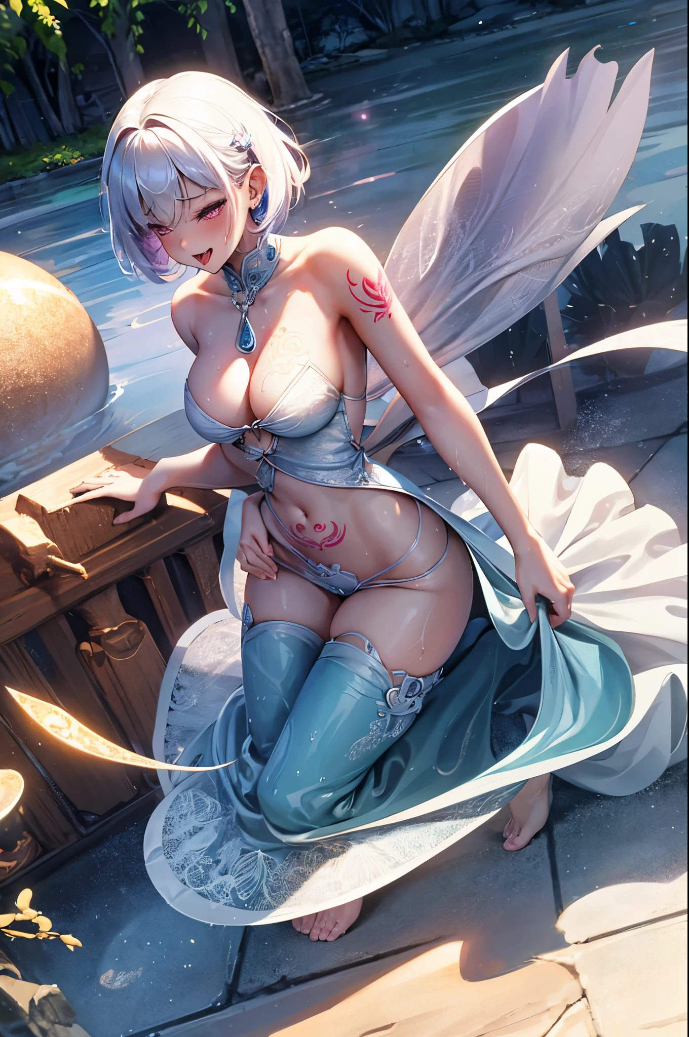 female dancer, silk cheongsam, small breast, perfect body shape, mage, sakura pattern, holding old umbrella, upstair pose, happy face, wind effect, 22 years old, wet, smugging face, tentacle, sex addicted, (succubus tattoo, corruption tattoo, bitch tattoo around waist), horny, lewd, hentai, Porn, wet, sexy, teardrop shaped breasts, showing off, playing bubble, bubble effect, soap and bubble on body, wet body detailed, sexy aura, love shape pupil, shaking effect, trembling effect, naughty face, clean and smooth skin detail, (creampie 1:1.2), orgasm, pee, charming, gasp, blushing face, tongue out, masterpieces, original character, 16k, HD, mythic, corrupted body, embarrassment, shaved, charming, dripping, pant, moisturized body, sensual and provocative body, little sister, idol, princess, noble, Charming, handsome, glamourous, erotic, demon skin, perfect ratio of body shape, nude

