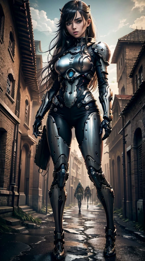 (8k,fotorrealista　Raw photography　calidad superior;1.4) 1 chica elfo Cabello Blanco Soldado estilo pistola en el fondo, Chica en Mech Blanco, Cyberpunk anime chica mecha, Wearing sci-fi military armor, Hermosa chica negro cyborg, Cyborg - Chica de plata, Mech negro de Fira, Eco de Overwatch, Perfecto anime cyborg mujer, Pupilas azules, Cinco dedos, CGhSociety inspirado campo de batalla, alien depredador planet, depredador battle,,