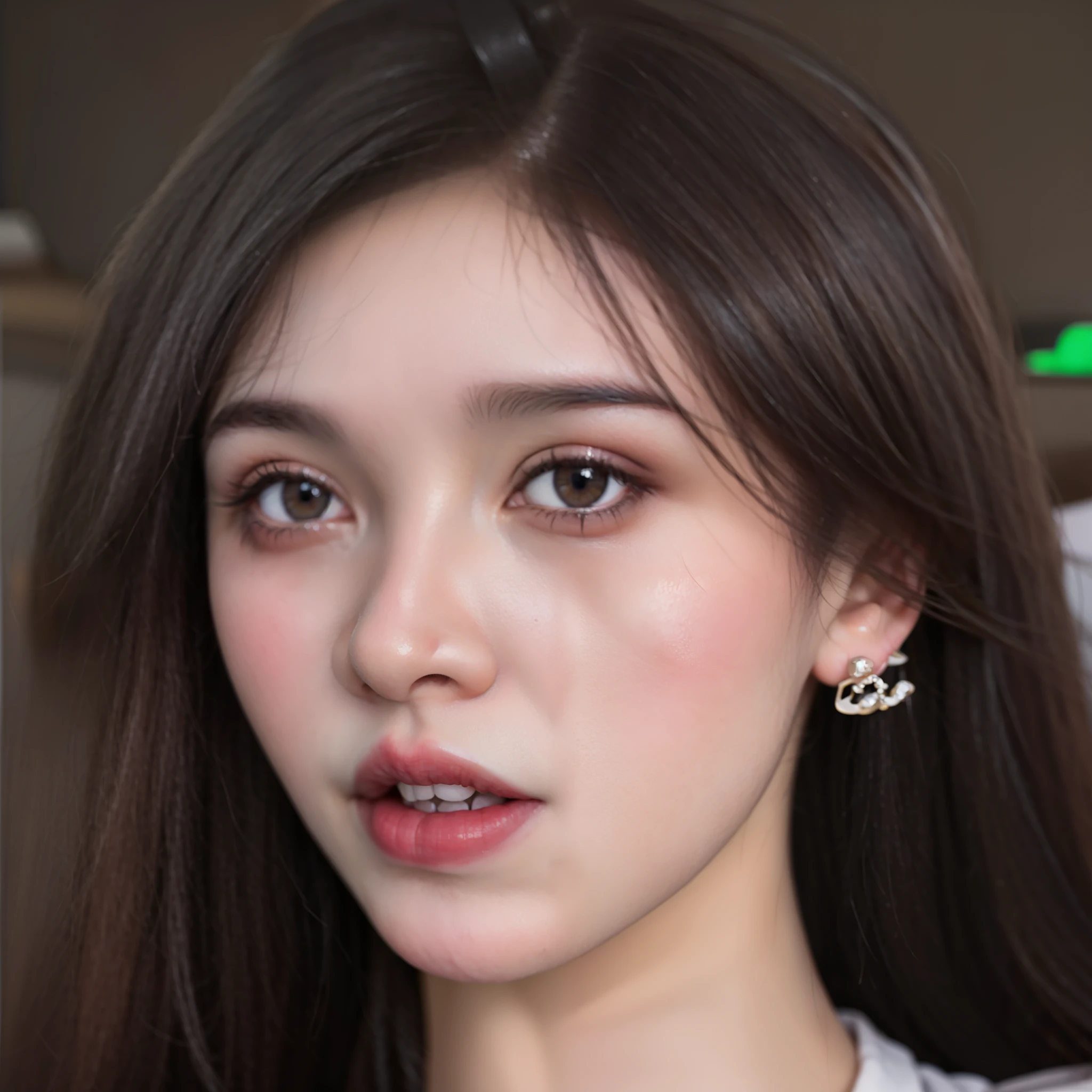 One wearing a white shirt、Long-haired woman with earrings, actual beautiful face, actual anime 3 d style, Popular topics on cgstation, actual. cheng yi, beautiful actual face, cgstation trends, realism art style, photoactual beautiful face, actual artstyle, beautiful and actual face, 8K high-detail face, yanjun chengt, 3 d anime actual
