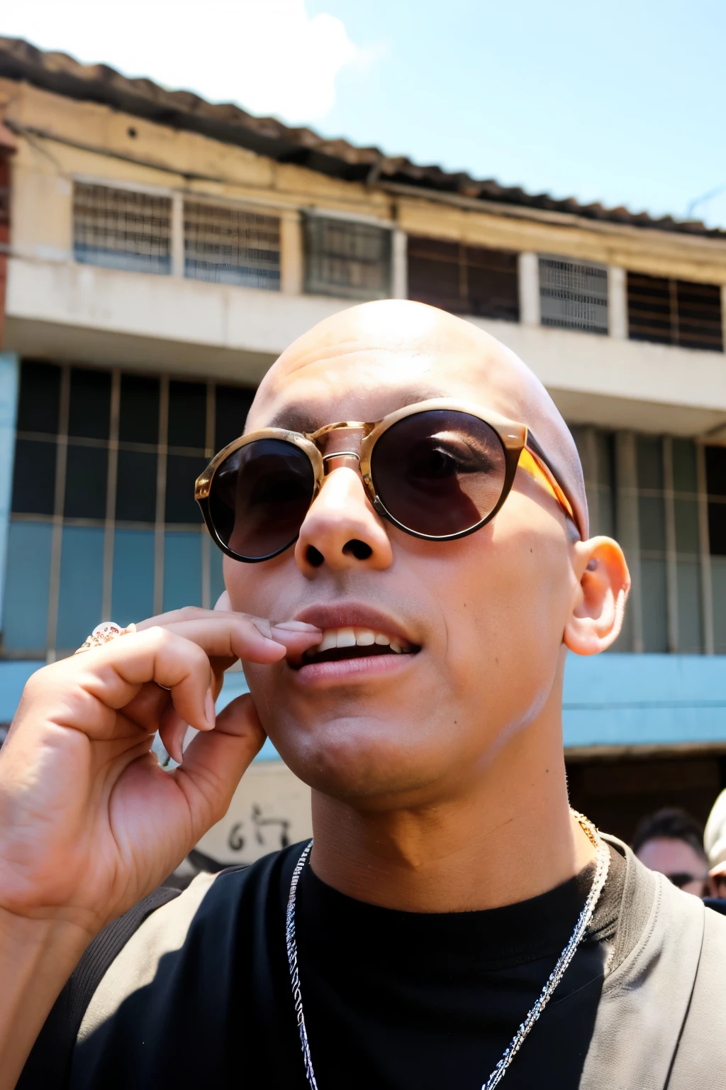 make a RAP fund, com Michel Foucault (OF SUNGLASSES) no centro 
cantando