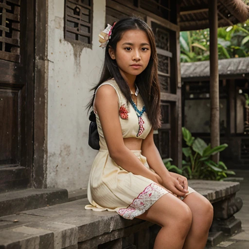 Indonesian girl balinese high school dress in bali