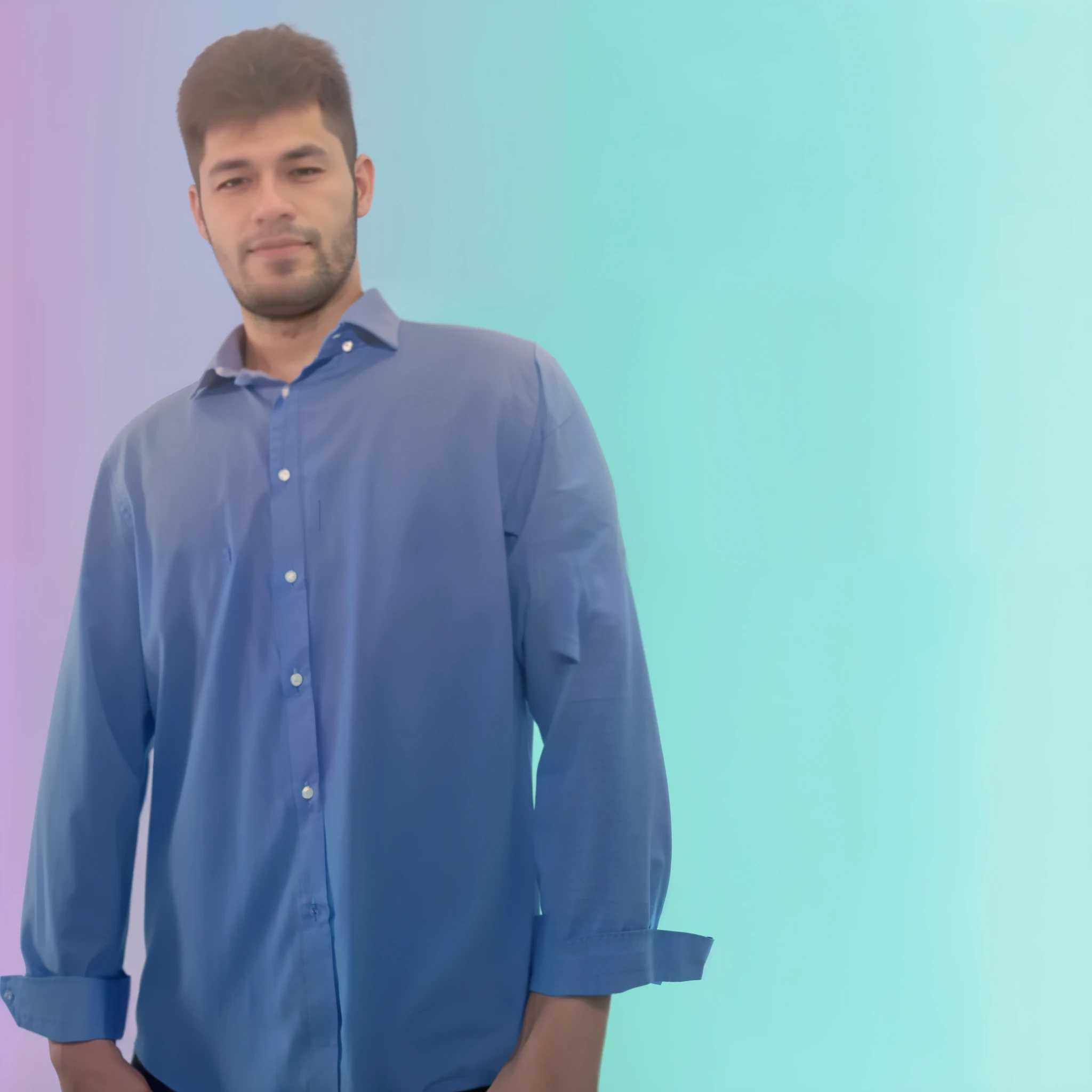 arafed man in a camisa azul standing with his hands in his pockets, wearing a light camisa azul, camisa azul, Fotografia de corpo inteiro, vestindo camisa, foto tirada em 2 0 2 0, foto de perfil, taken at the beginning of 2020, fundo removido, foto de corpo inteiro, dark camisa azul, he wears a camisa azul