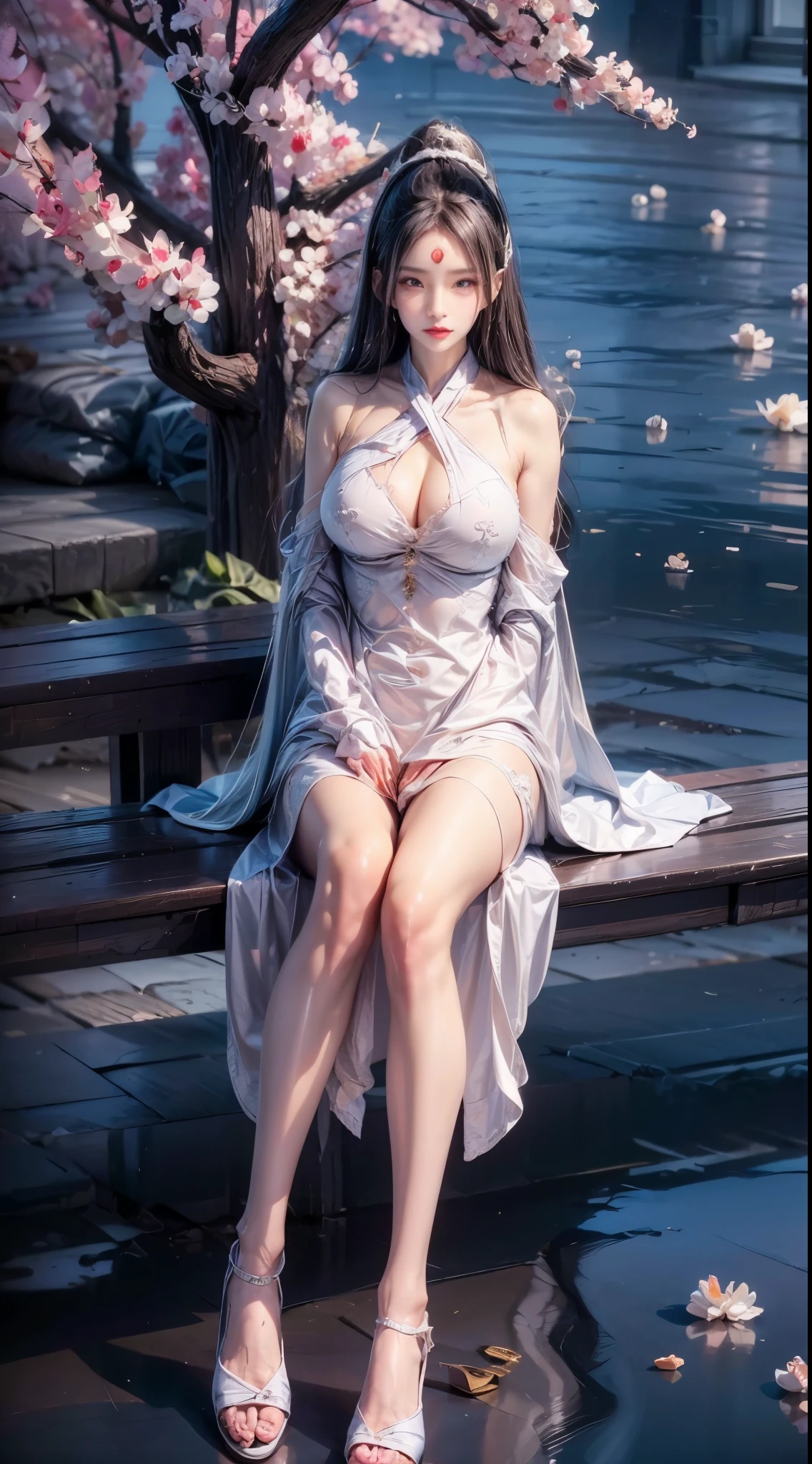 realistic, 1gril, per HD, 12k, wearing Allstars shoes, slim body, rather big body, six pack body, big round breasts, no clothes, beautiful breasts, looking at the camera, sitting on the sofa, long black hair, facial details, detailed person, body details, clothing details, hair details, body details, body details, breast details, vagina details, clothes, eye details, sweat details, water details, pose (knees bent and legs wide apart) whole body