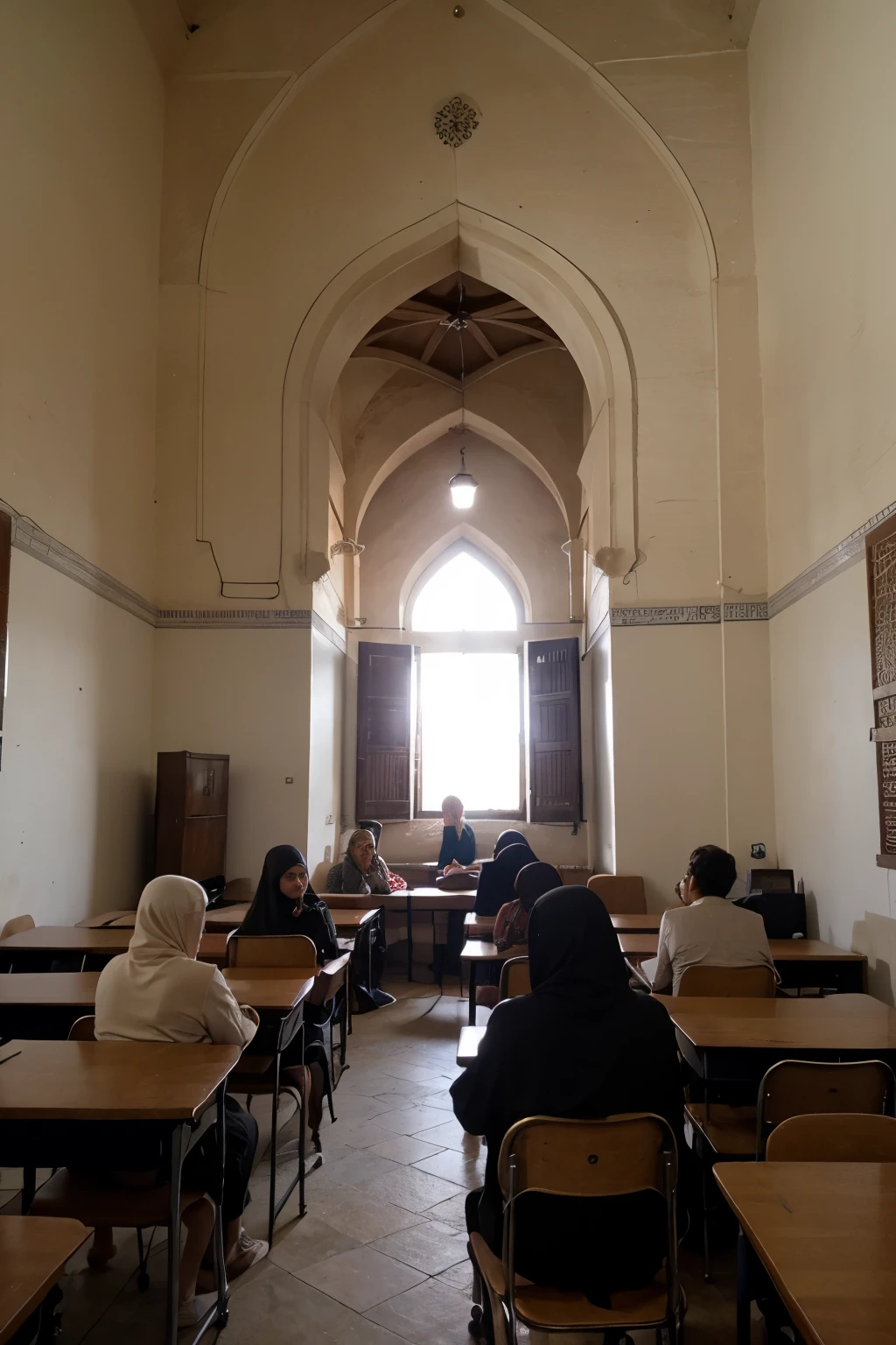 Abu Hanifah's classroom with his students in the 3rd century mosque
