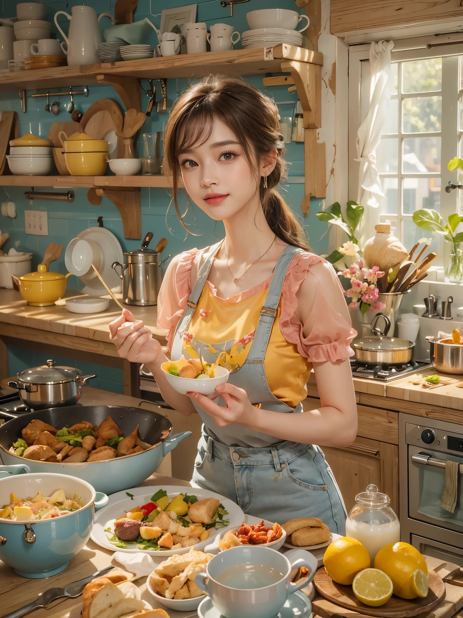8k, masterpiece, RAW photo, best quality, photorealistic, extremely detailed CG unity 8k wallpaper, Depth of field, Cinematic Light, Lens Flare, Ray tracing, (extremely beautiful face, beautiful lips, beautiful eyes), intricate detail face, ((ultra detailed skin)) 1girl, ((Beautiful Silky satin Violet T-shirt )), ((Beautiful Silky satin Violet Above knee length skirt)), in the dark, deep shadow, pretty korean girl, kpop idol, 1 girl, (very slim slender fit-muscled body:1.3), ((looking at viewer)),(big smile:1.3), (fashion city night, dark night, (neon sign), (blurred background), fashion street night),(without people in the background:1.3), beautiful earrings, bracelets, necklace, pantyhose, clear eyes, (pale skin), (big eyes), face forward, ((upper body shot)), (looking at viewer:1.3) very slim, medium breasts, (Ultra-realistic, gazing at viewer), (hight resolution), (8K), (ighly detailed), (Brown hair, short-hair), (Show the navel), (Slim body)